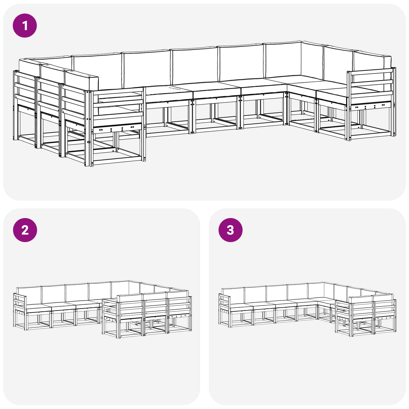 Set vanjskih sofa s jastukom 10 pcs Prirodna i krem