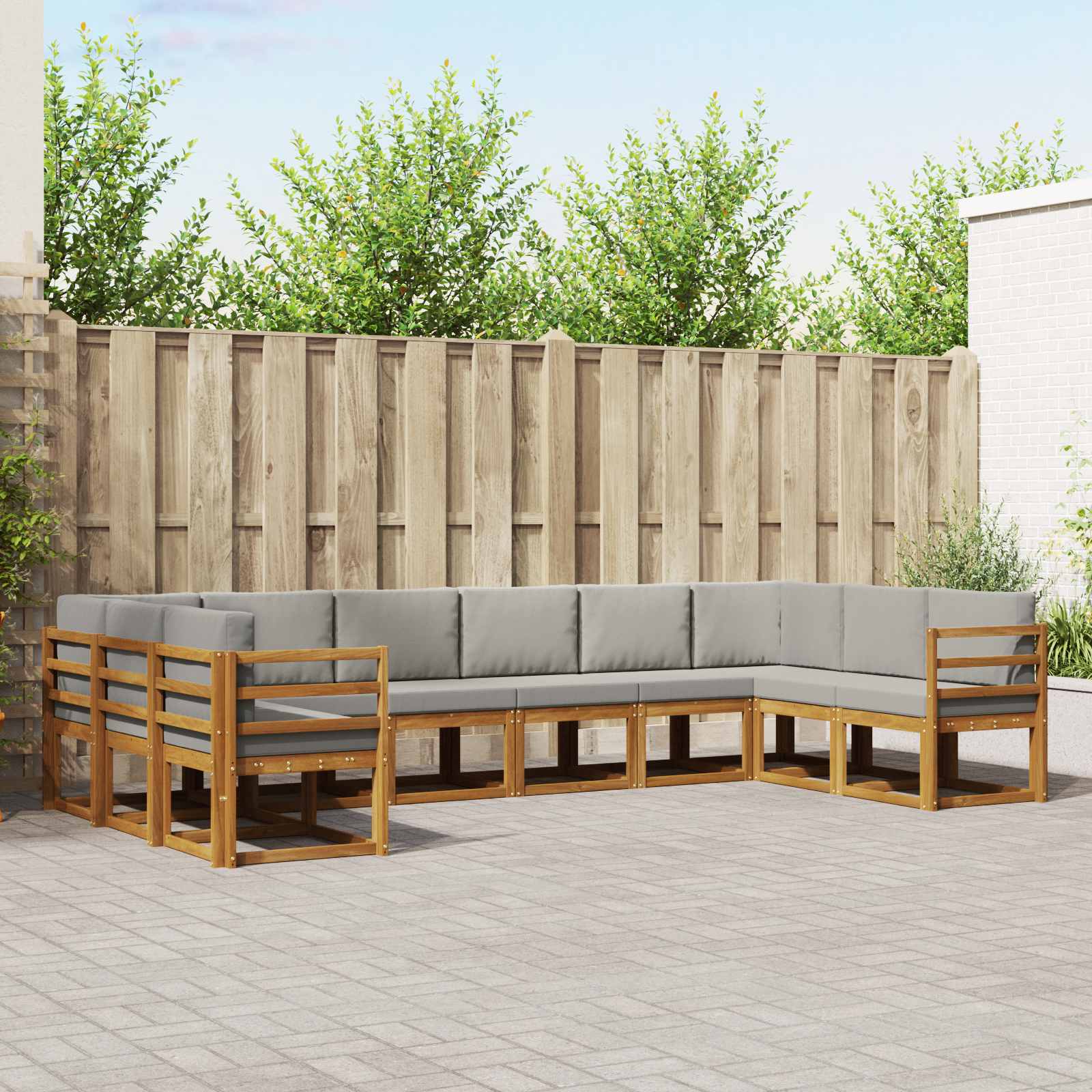 Set vanjskih sofa s jastukom 10 pcs Prirodna i svijetlo siva