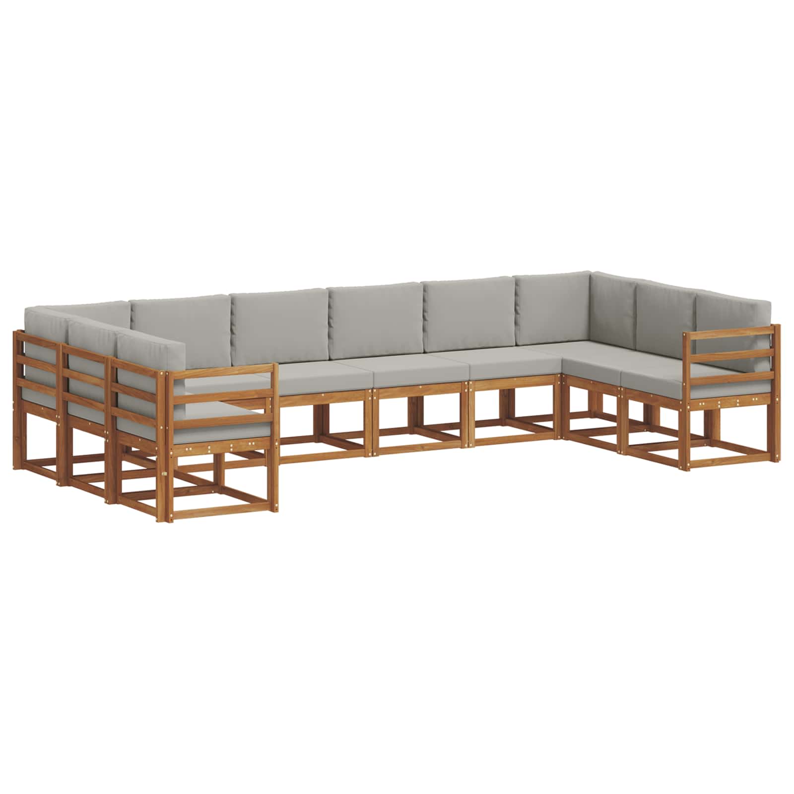Set vanjskih sofa s jastukom 10 pcs Prirodna i svijetlo siva