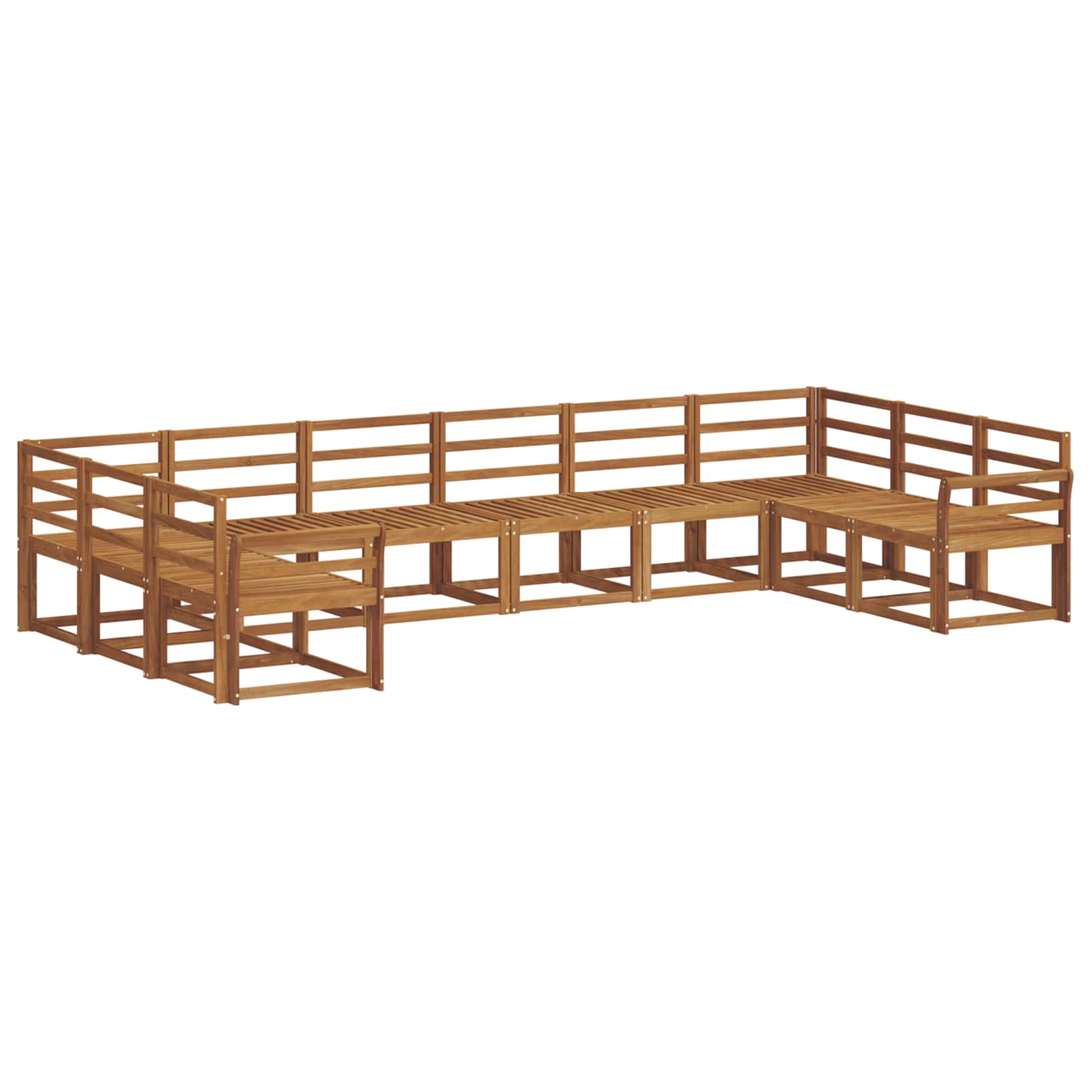 Set vanjskih sofa 10 pcs Prirodna Čvrsto drvo akacije