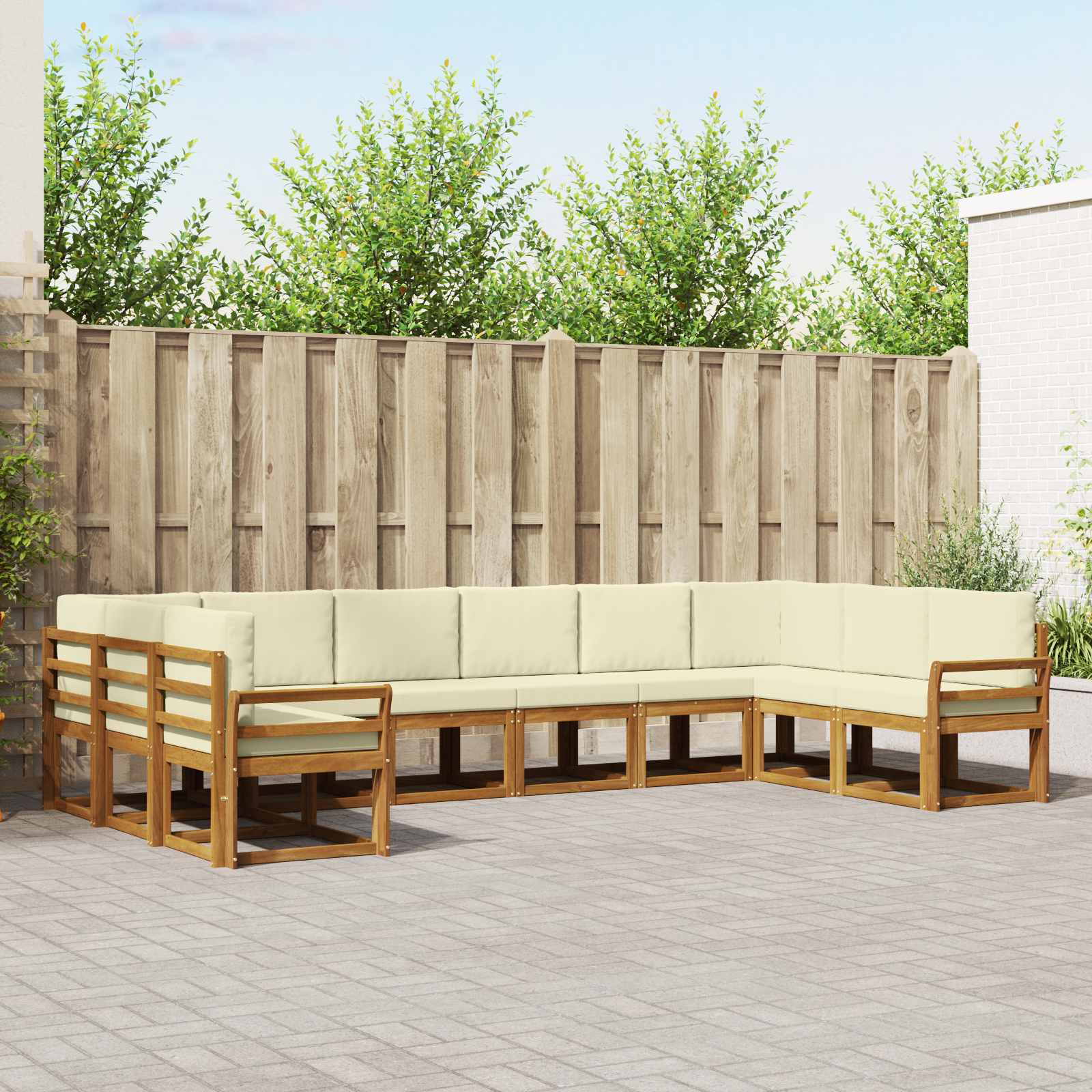 Set vanjskih sofa s jastukom 10 pcs Prirodna i krem