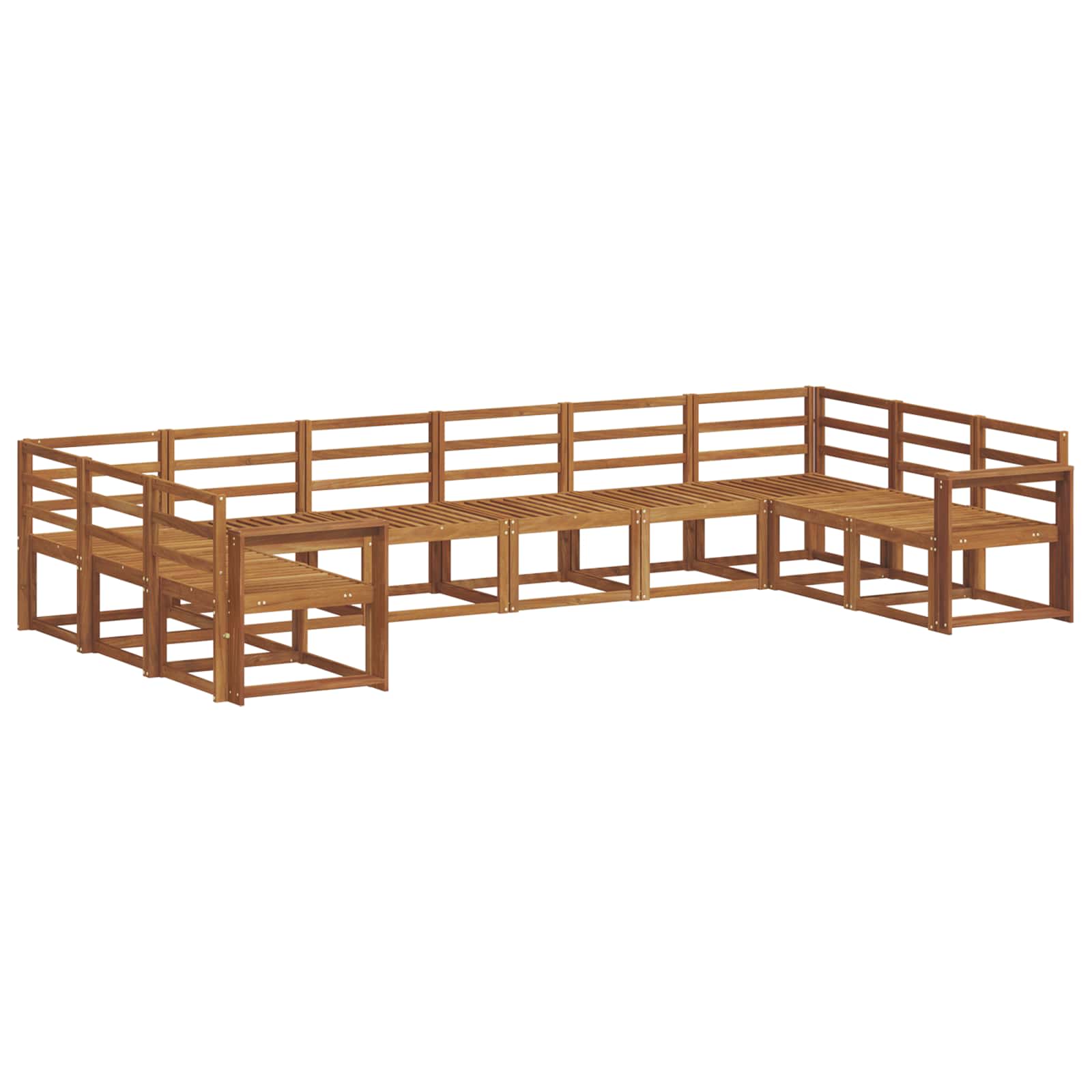 Set vanjskih sofa 10 pcs Prirodna Čvrsto drvo akacije