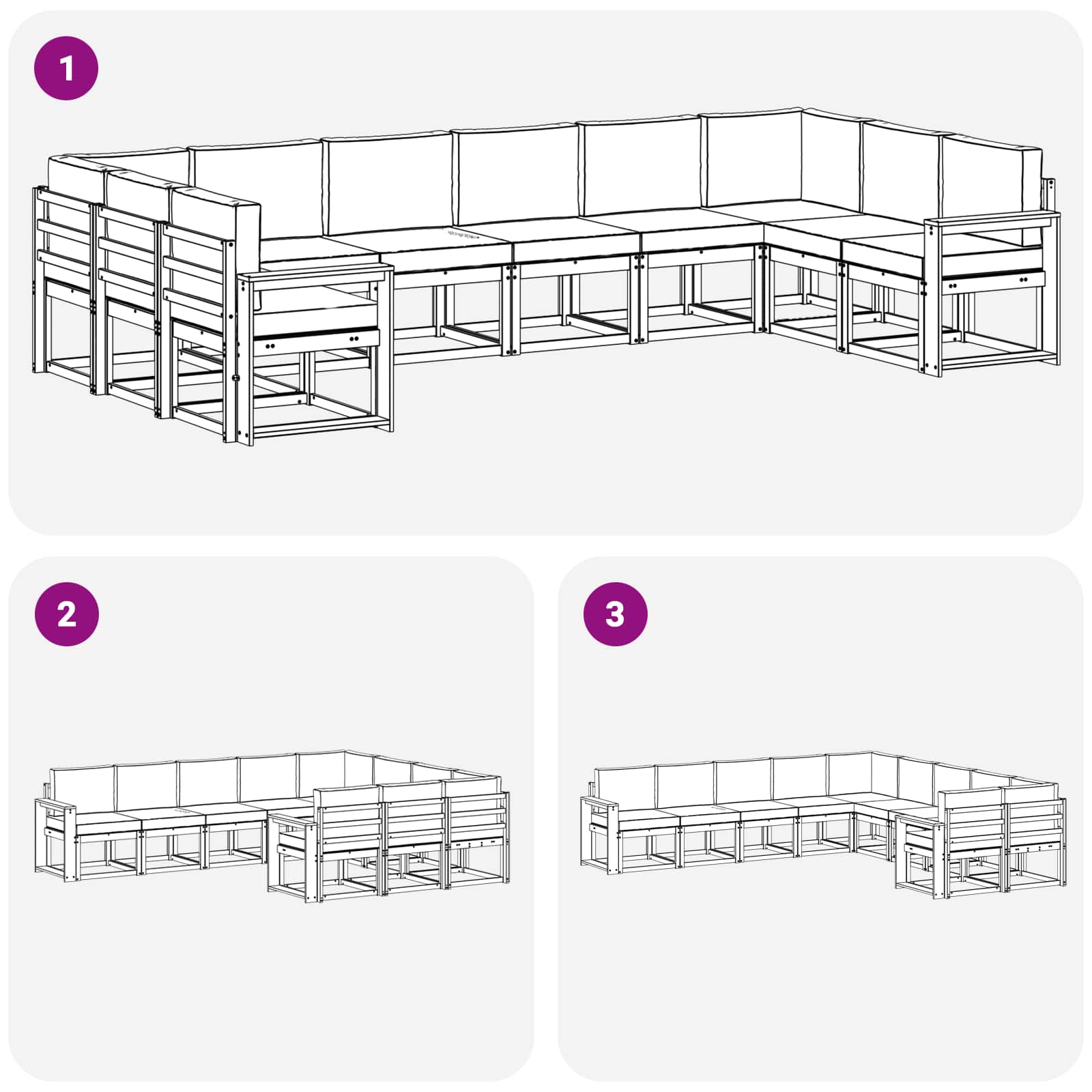 Set vanjskih sofa s jastukom 10 pcs Prirodna i krem