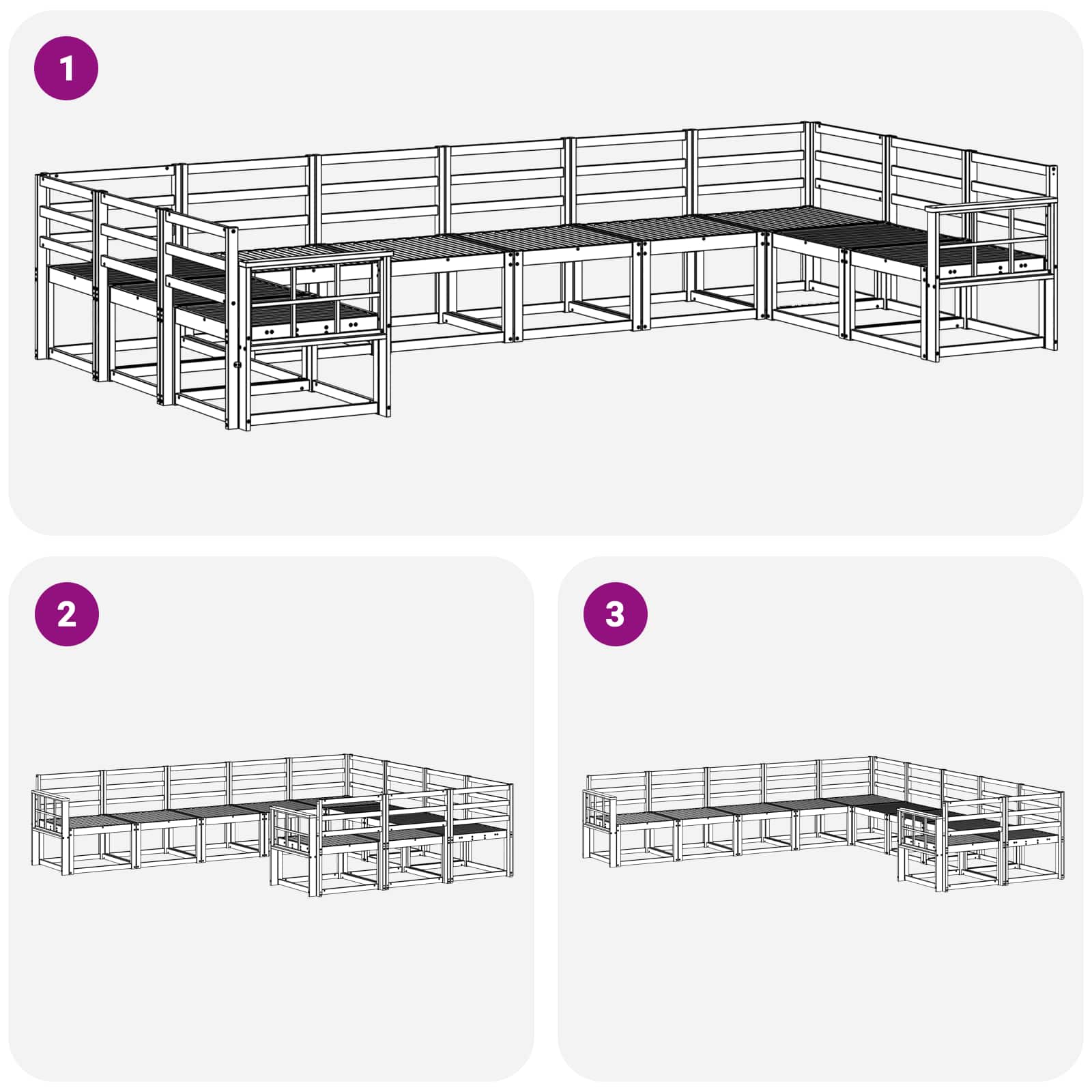 Set vanjskih sofa 10 pcs Prirodna Čvrsto drvo akacije