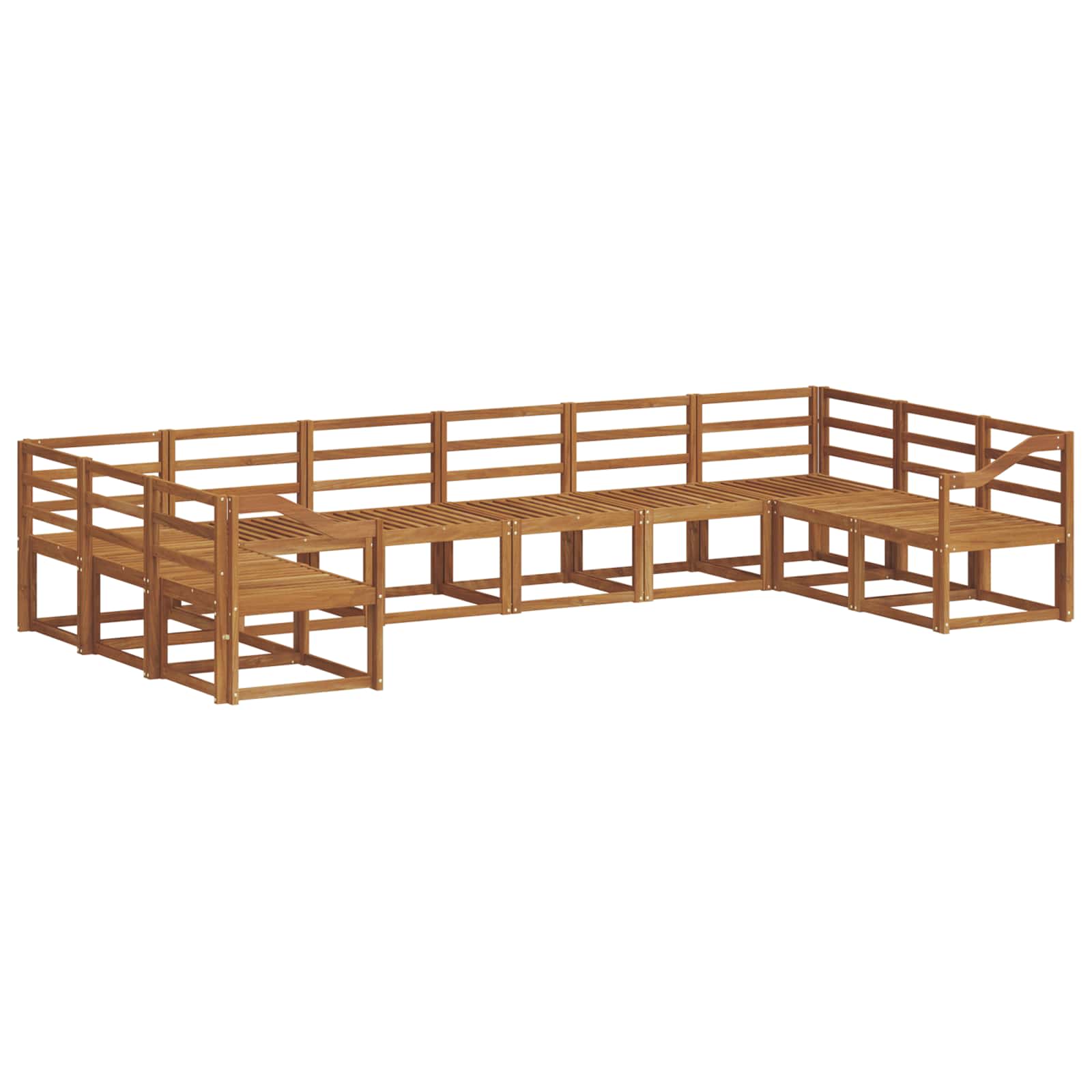 Set vanjskih sofa 10 pcs Prirodna Čvrsto drvo akacije