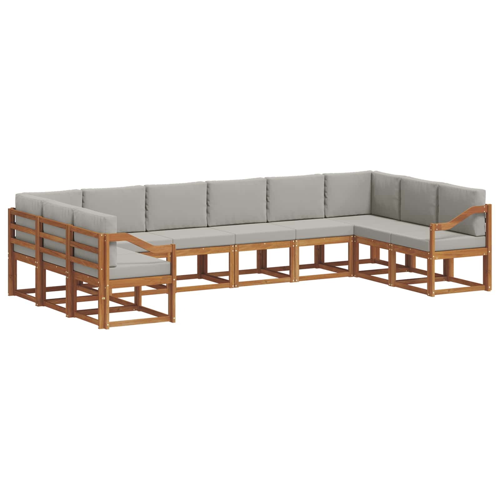 Set vanjskih sofa s jastukom 10 pcs Prirodna i svijetlo siva