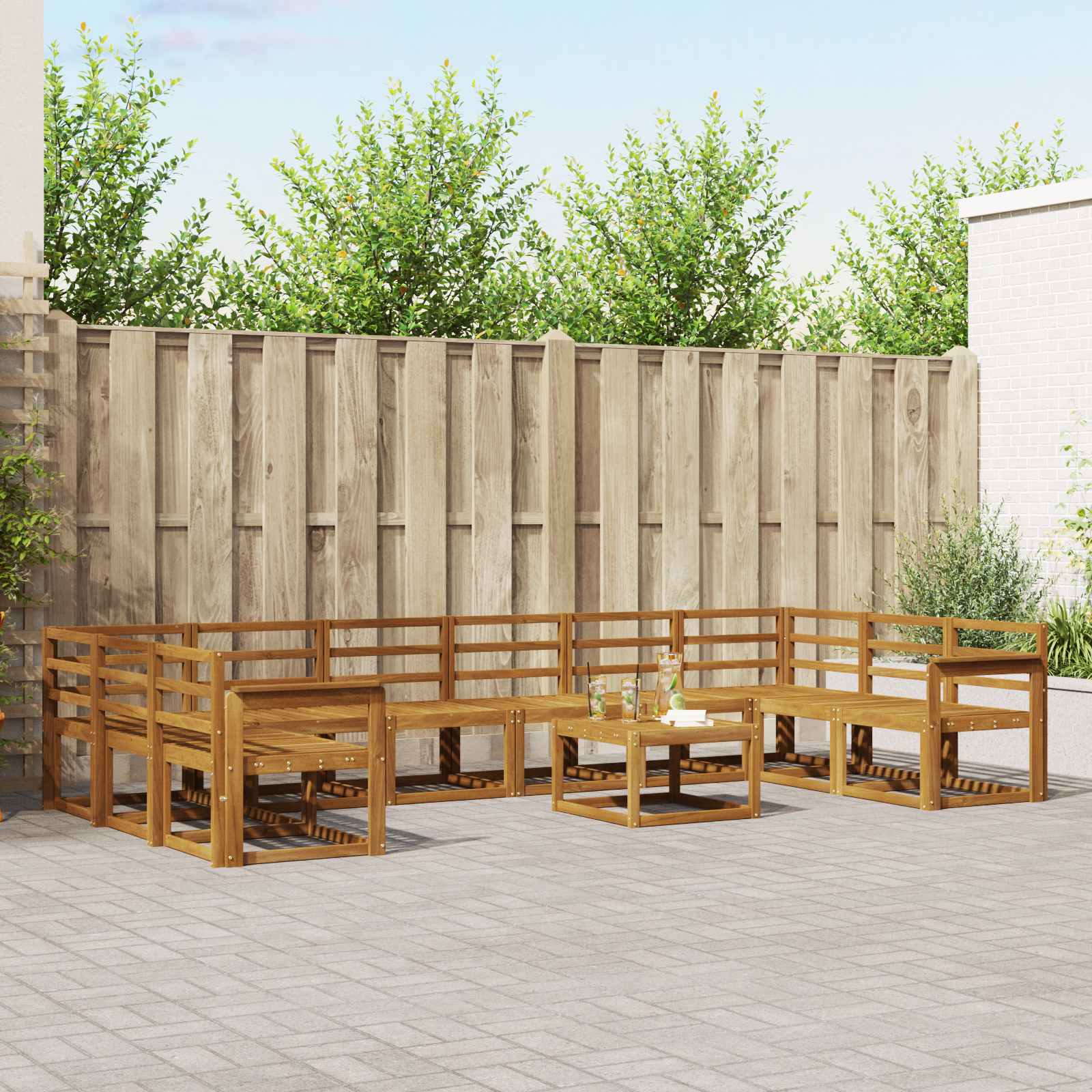 Set vanjskih sofa 11 pcs Prirodna Čvrsto drvo akacije
