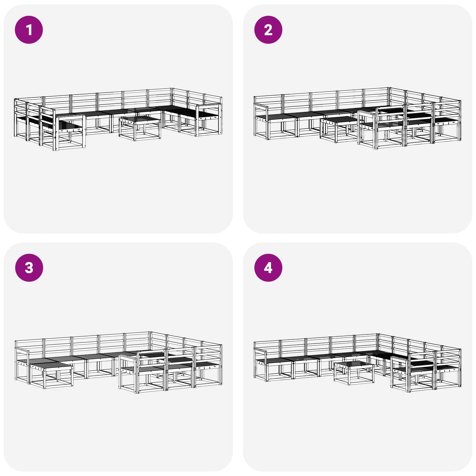 Set vanjskih sofa 11 pcs Prirodna Čvrsto drvo akacije