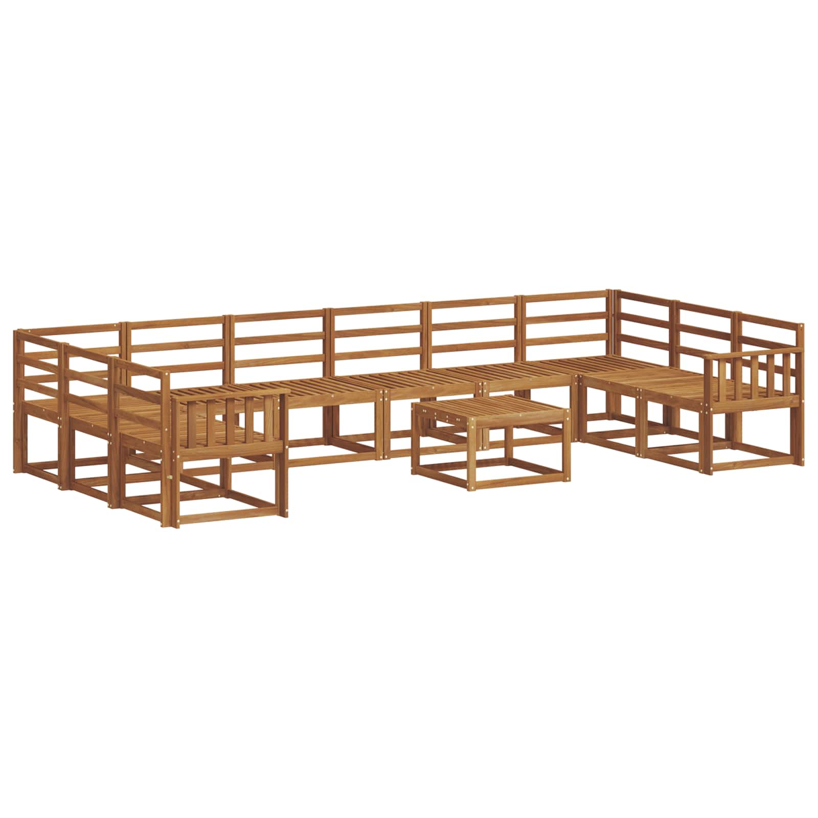 Set vanjskih sofa 11 pcs Prirodna Čvrsto drvo akacije