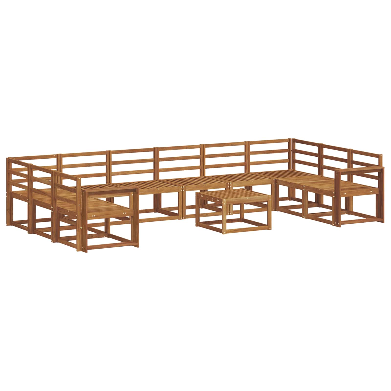 Set vanjskih sofa 11 pcs Prirodna Čvrsto drvo akacije
