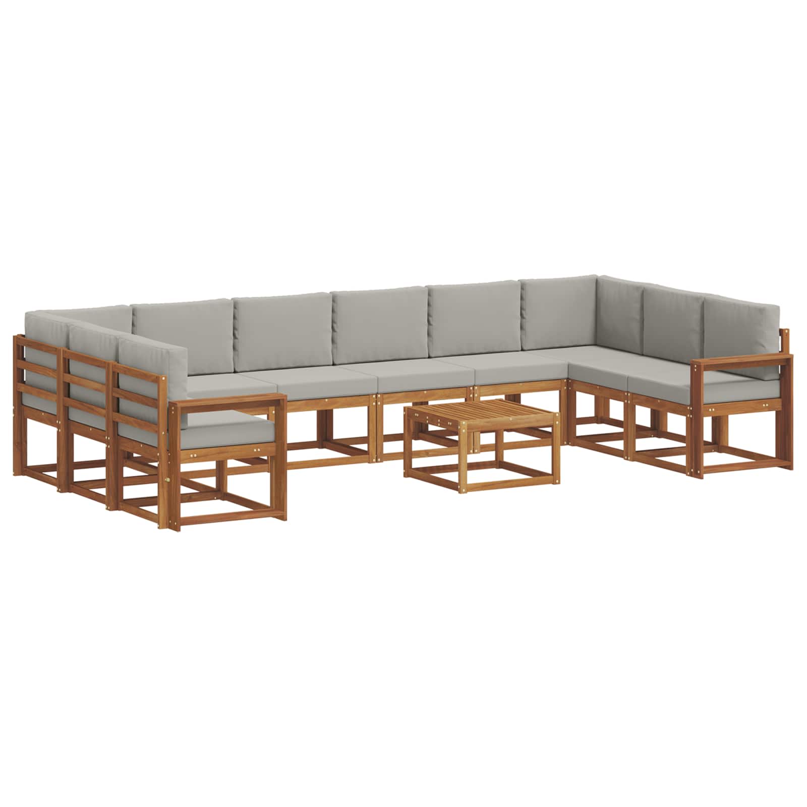 Set vanjskih sofa s jastukom 11 pcs Prirodna i svijetlo siva