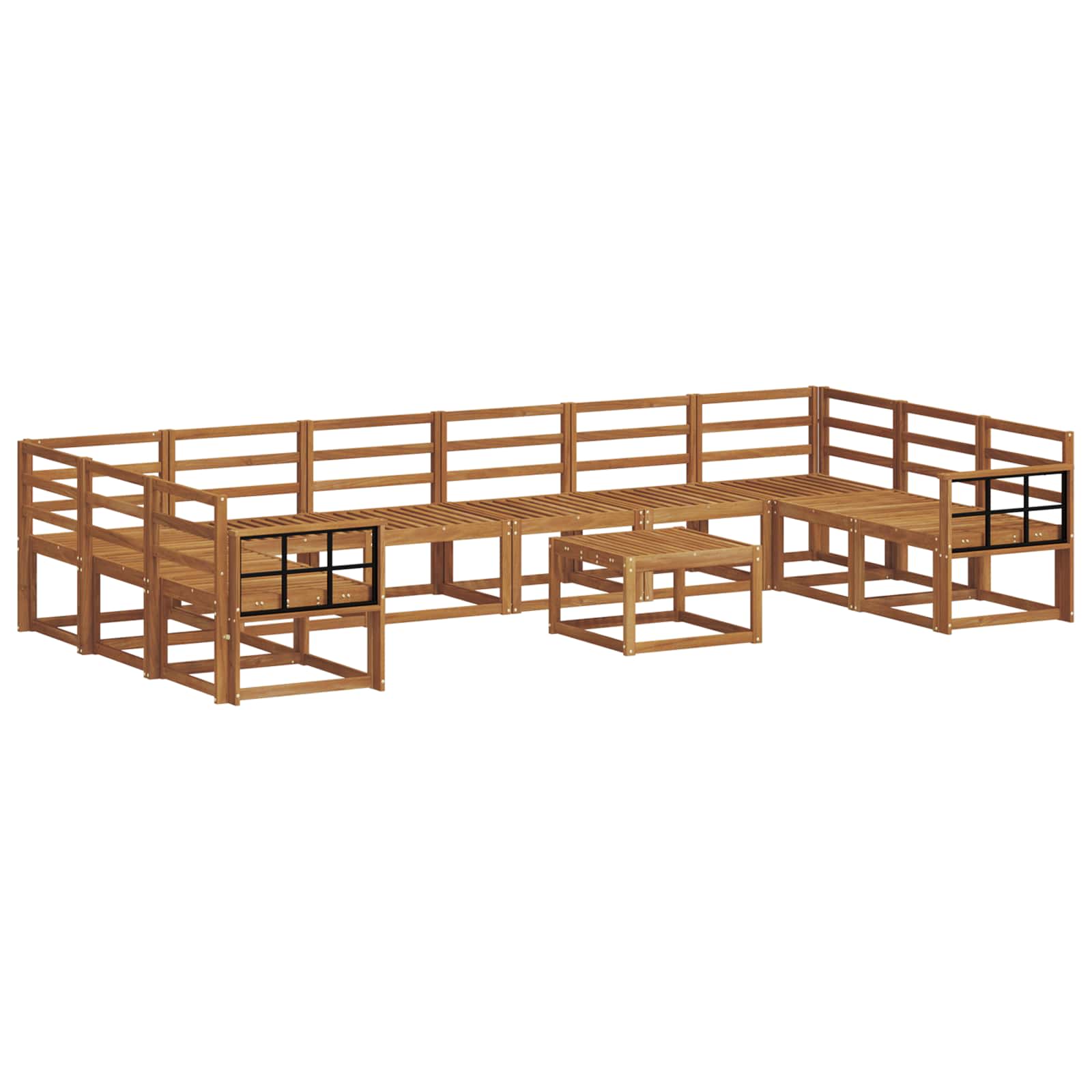 Set vanjskih sofa 11 pcs Prirodna Čvrsto drvo akacije