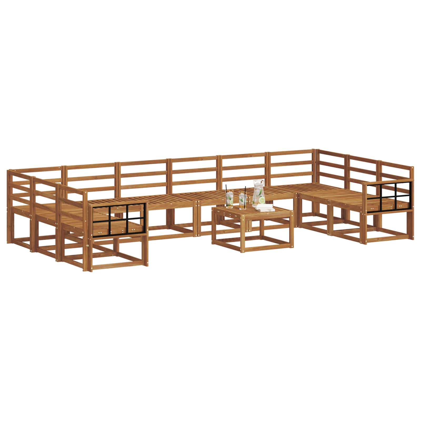 Set vanjskih sofa 11 pcs Prirodna Čvrsto drvo akacije