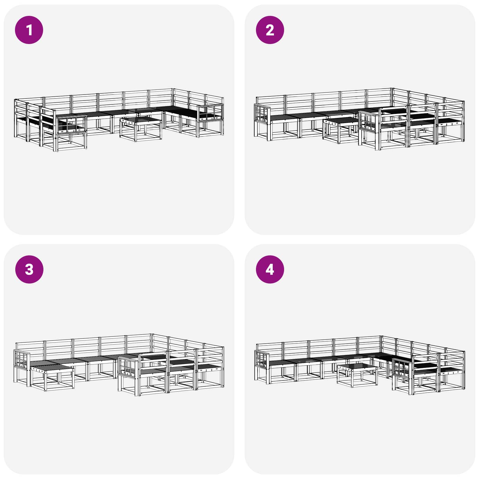 Set vanjskih sofa 11 pcs Prirodna Čvrsto drvo akacije