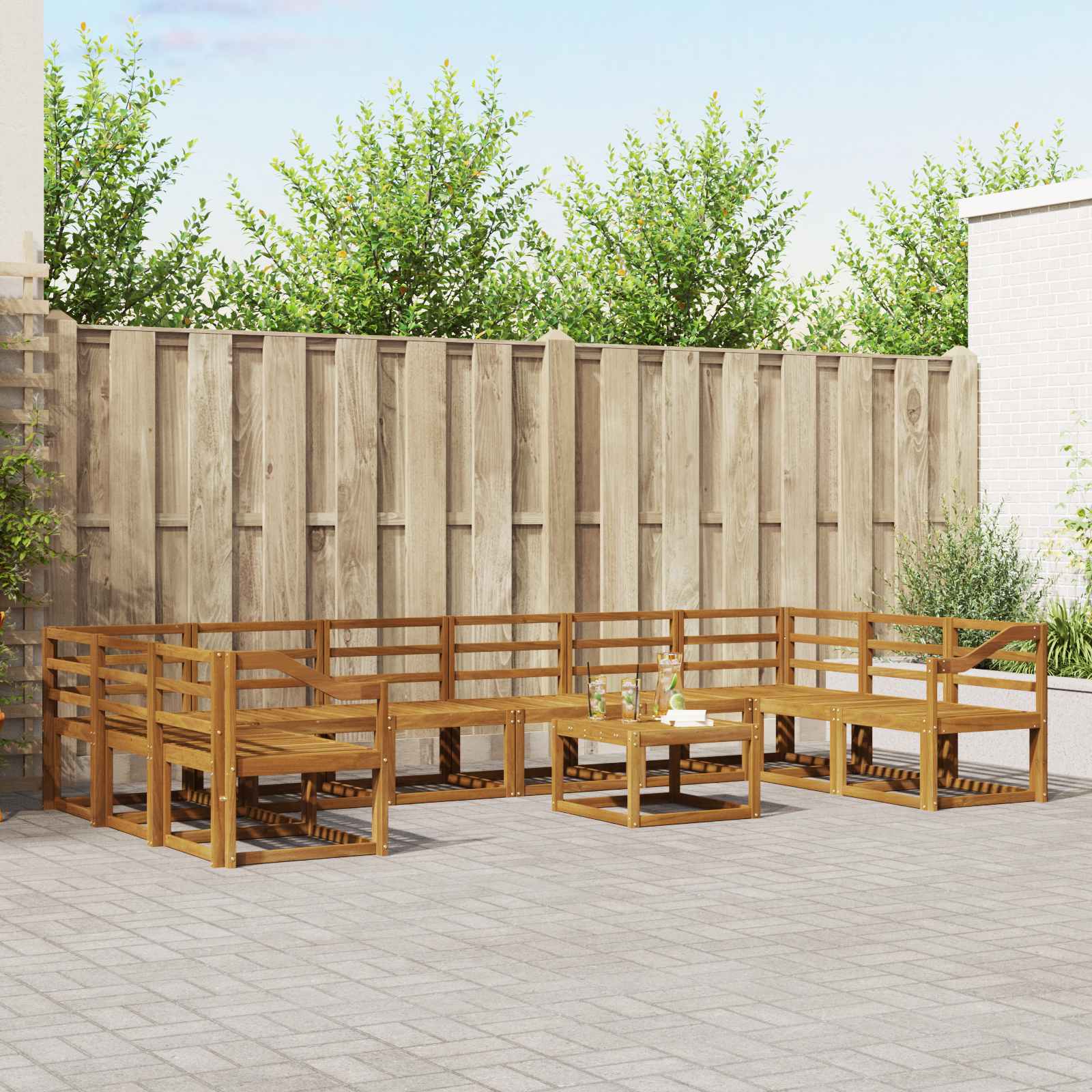 Set vanjskih sofa 11 pcs Prirodna Čvrsto drvo akacije