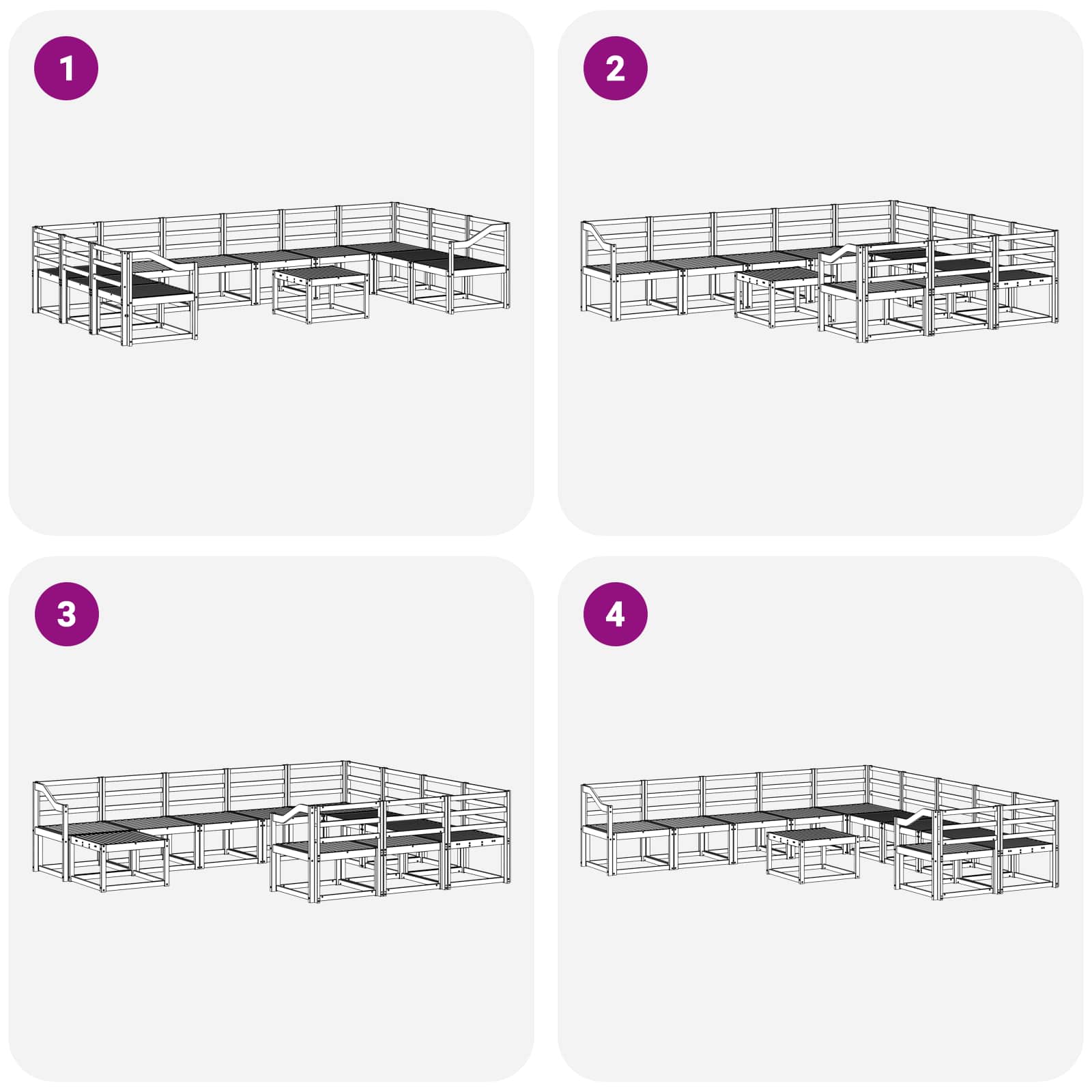 Set vanjskih sofa 11 pcs Prirodna Čvrsto drvo akacije