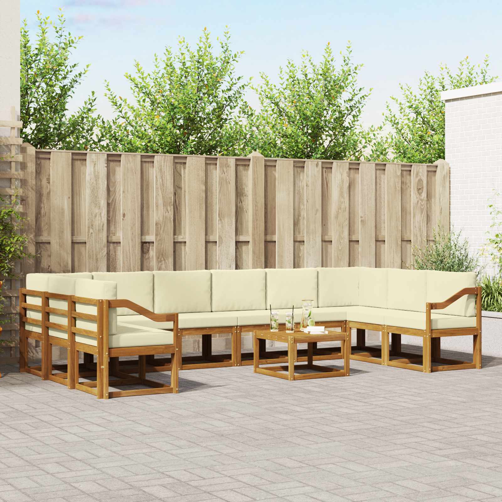 Set vanjskih sofa s jastukom 11 pcs Prirodna i krem