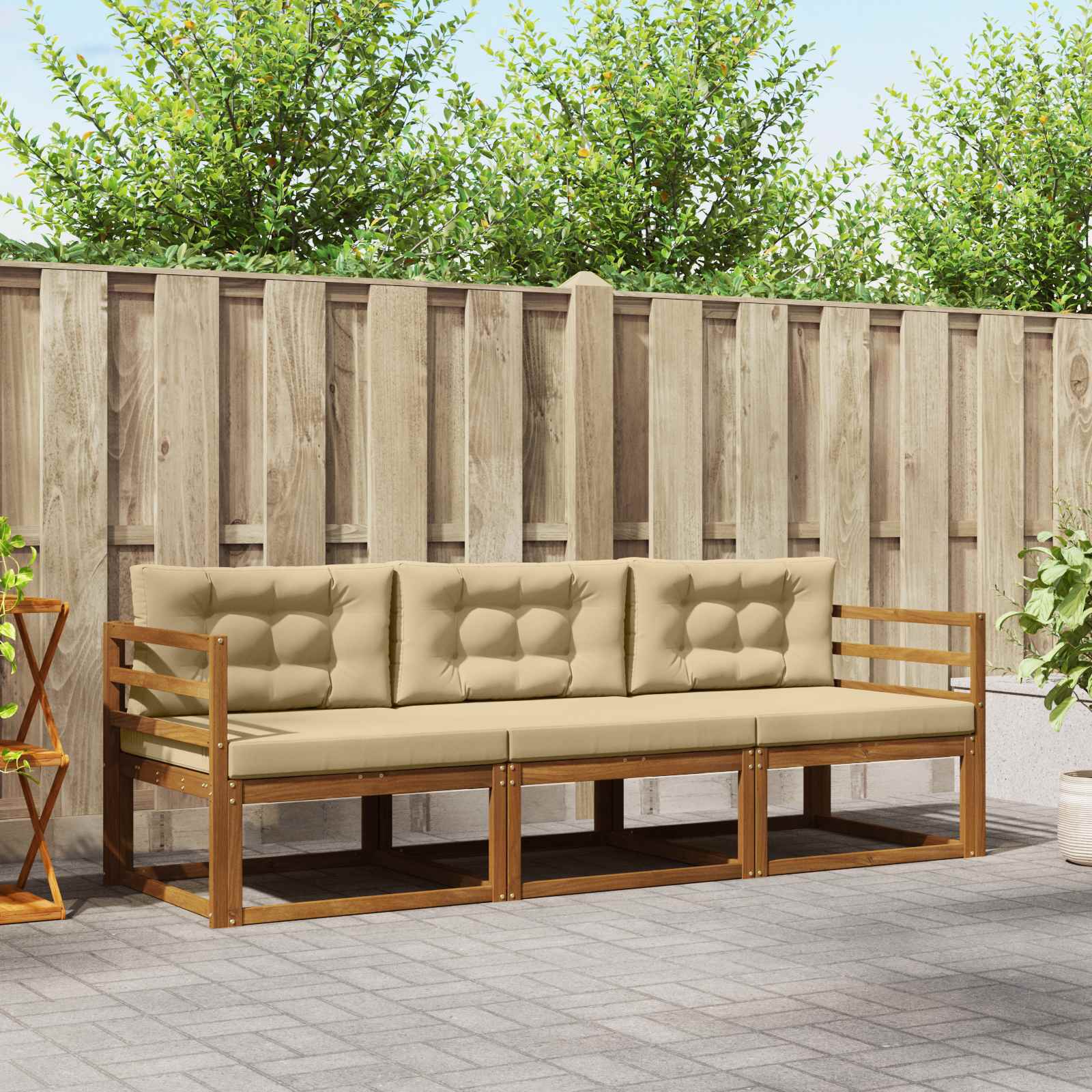 Set vanjskih sofa s jastukom 3 pcs Prirodna i bež