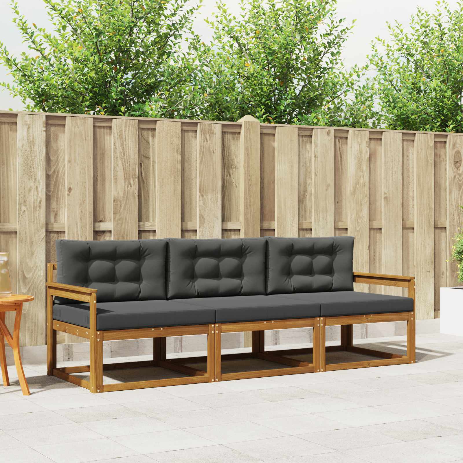Set vanjskih sofa s jastukom 3 pcs Prirodna i antracit