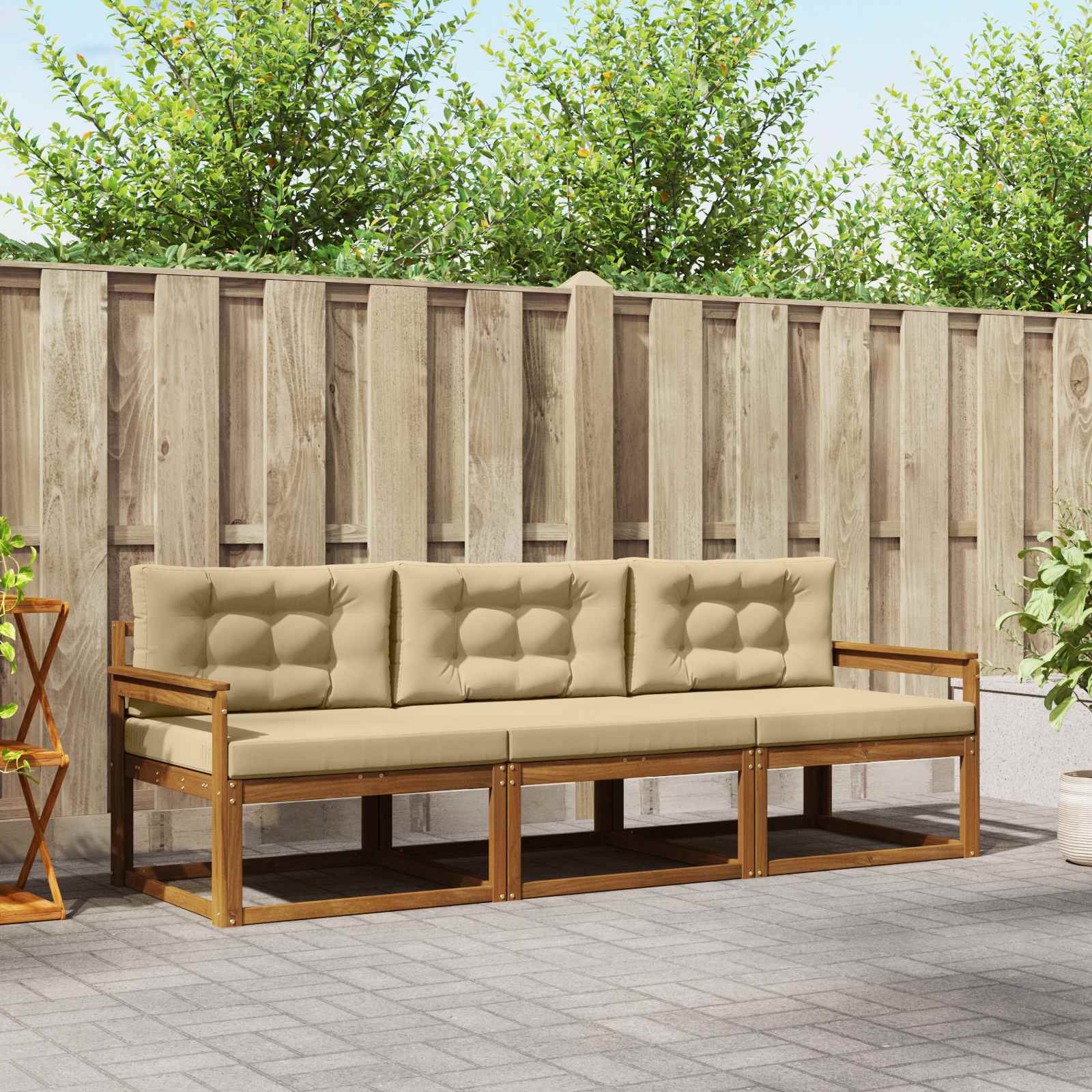 Set vanjskih sofa s jastukom 3 pcs Prirodna i bež