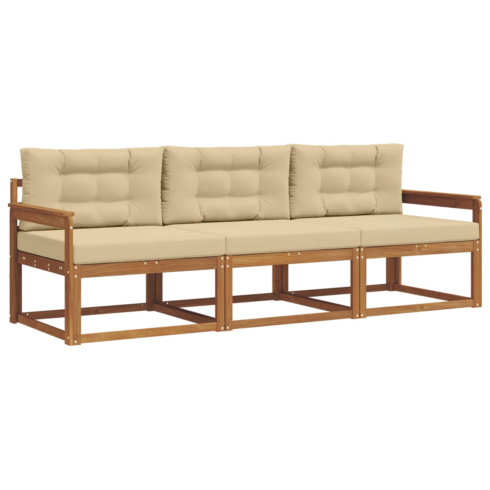 Set vanjskih sofa s jastukom 3 pcs Prirodna i bež