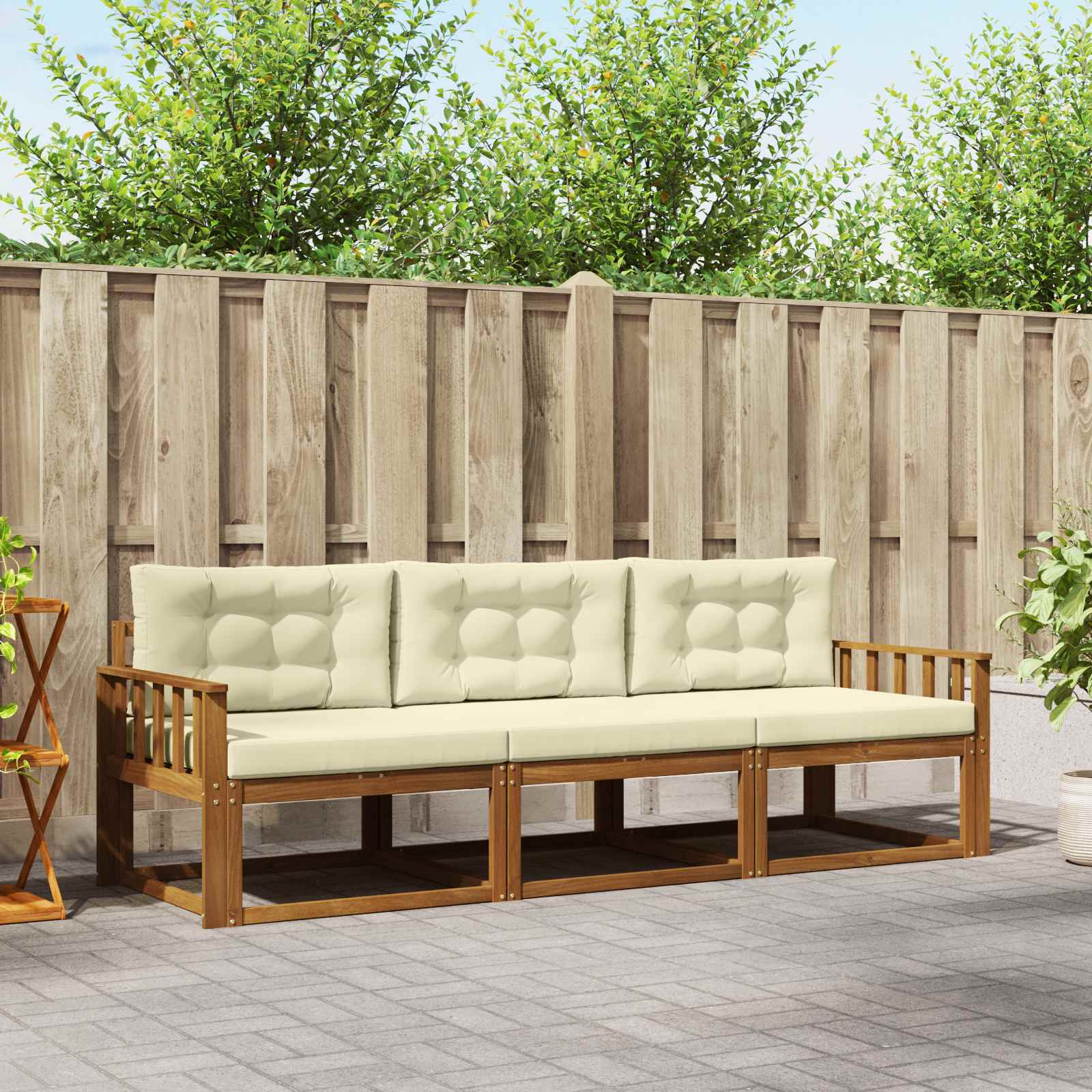 Set vanjskih sofa s jastukom 3 pcs Prirodna i krem