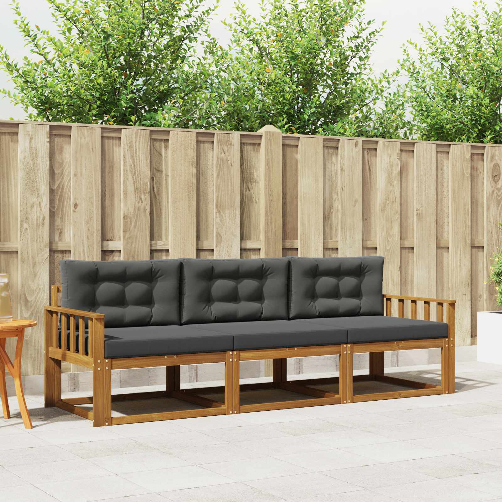 Set vanjskih sofa s jastukom 3 pcs Prirodna i antracit