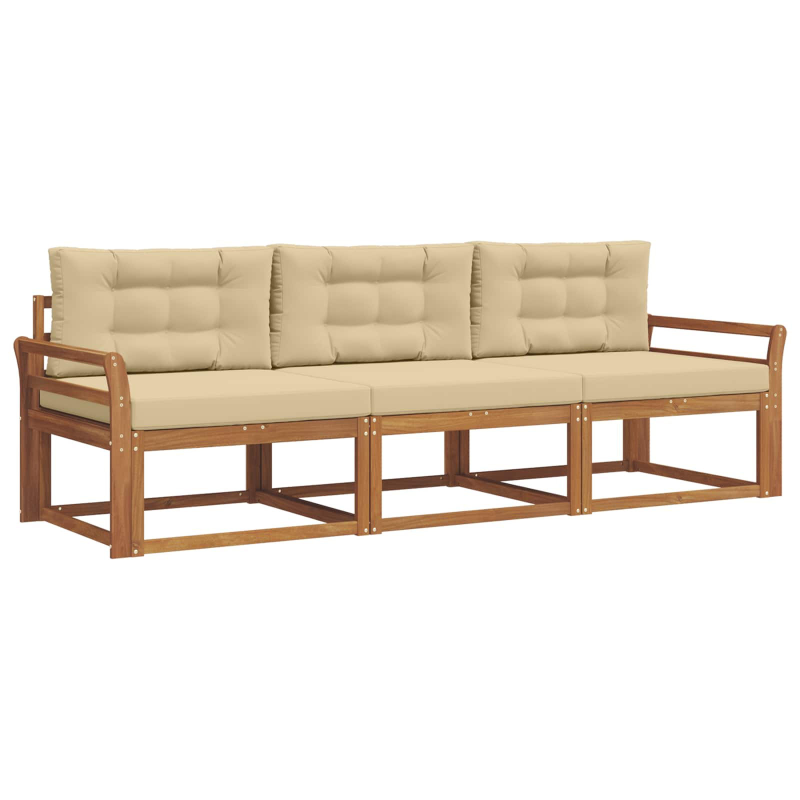 Set vanjskih sofa s jastukom 3 pcs Prirodna i bež