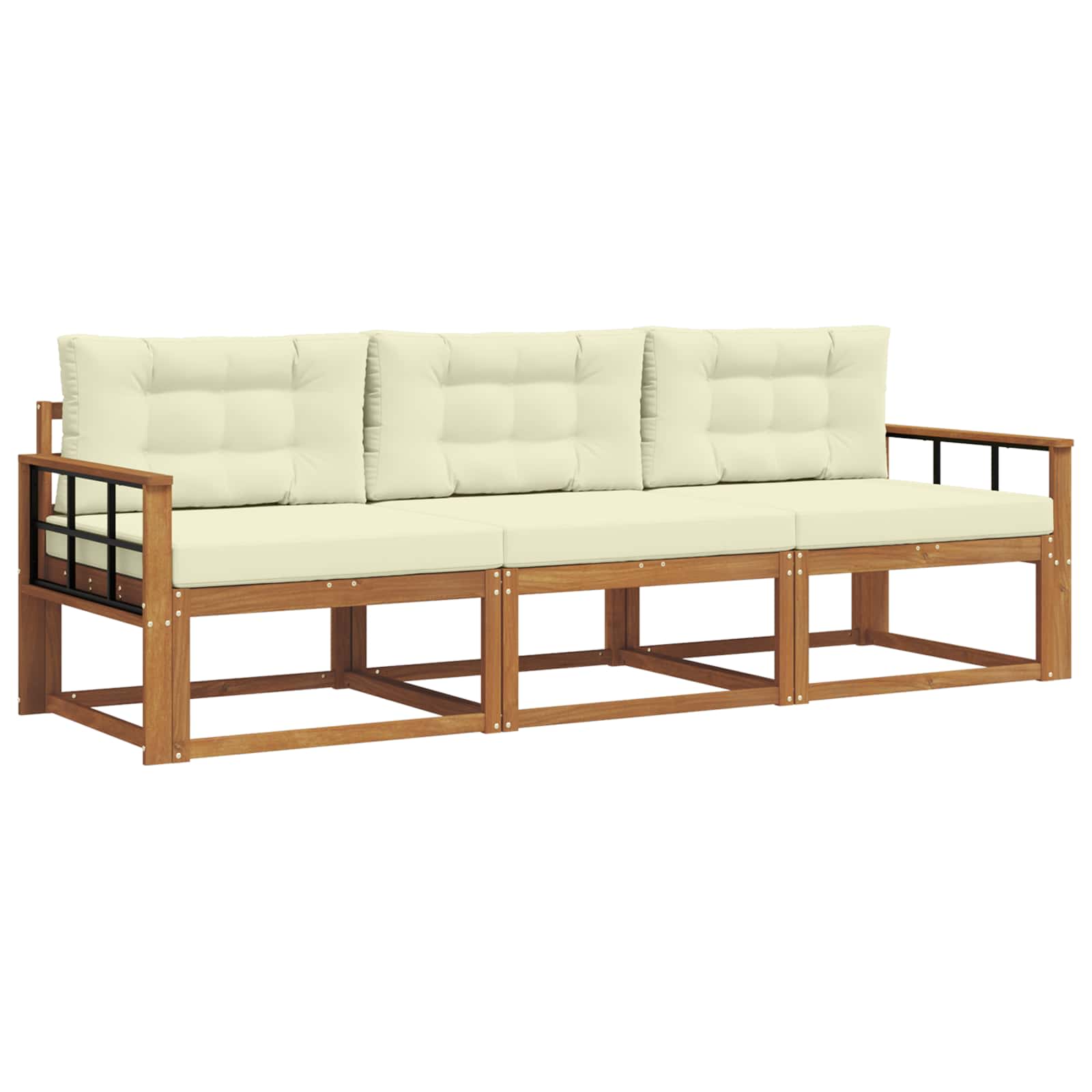 Set vanjskih sofa s jastukom 3 pcs Prirodna i krem