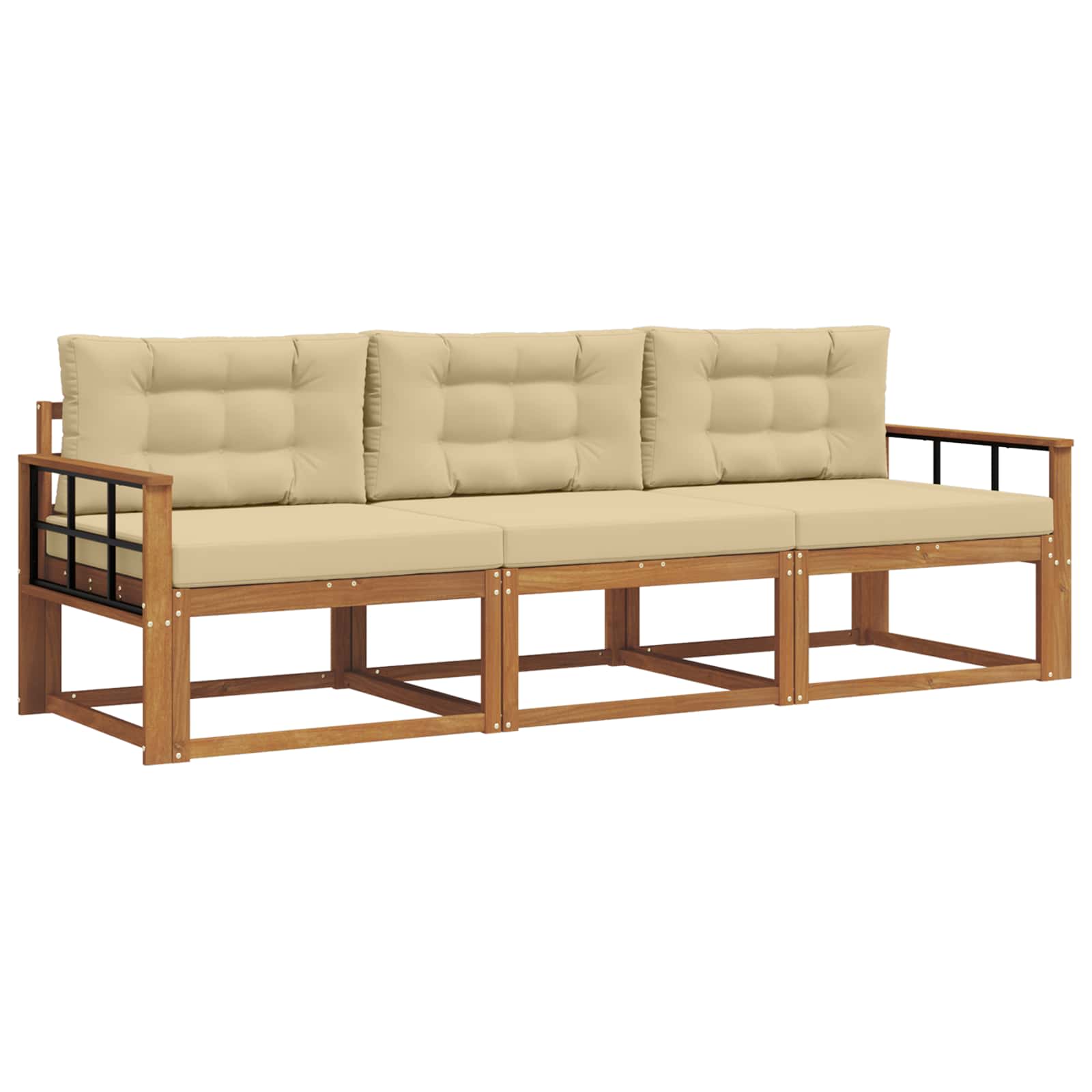 Set vanjskih sofa s jastukom 3 pcs Prirodna i bež