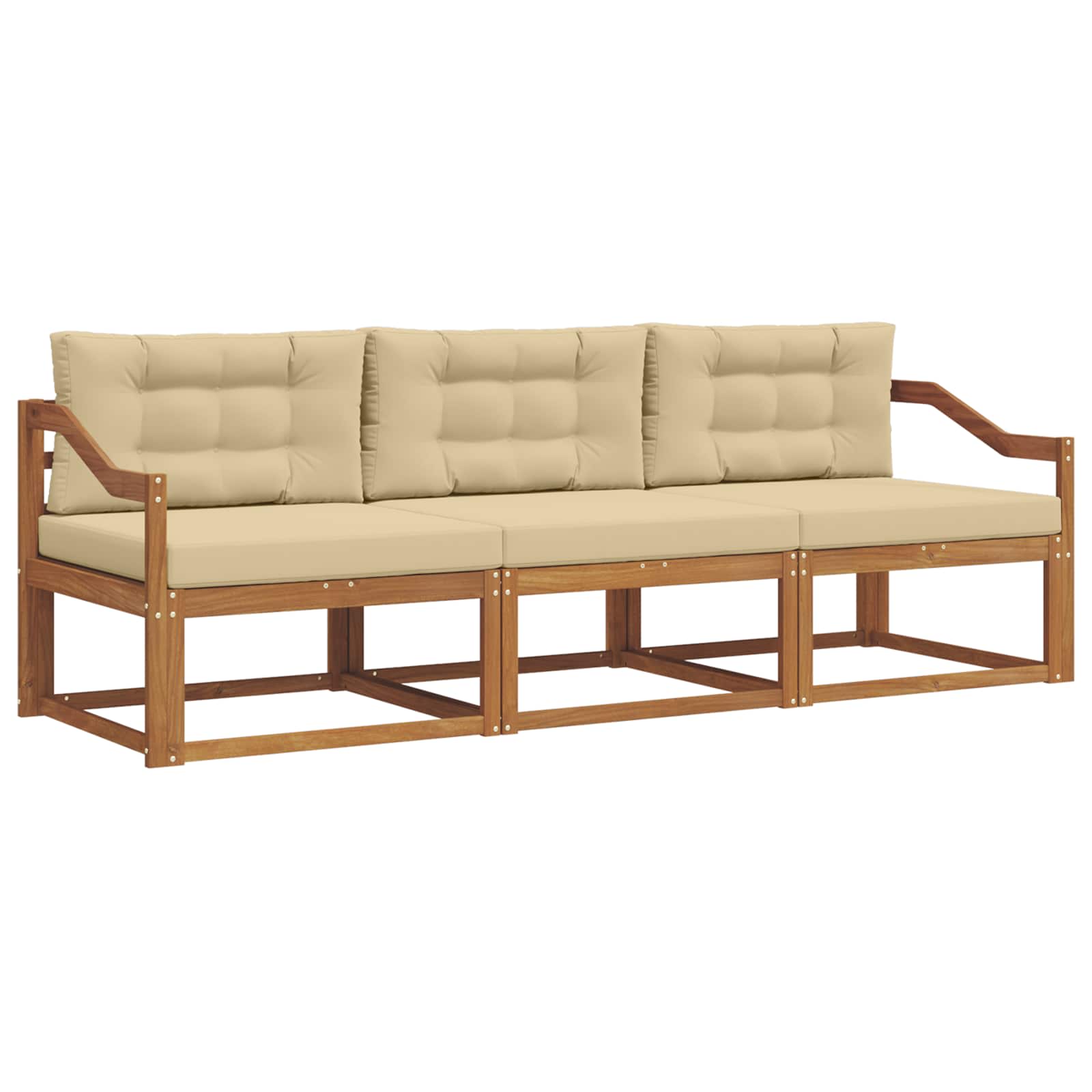 Set vanjskih sofa s jastukom 3 pcs Prirodna i bež