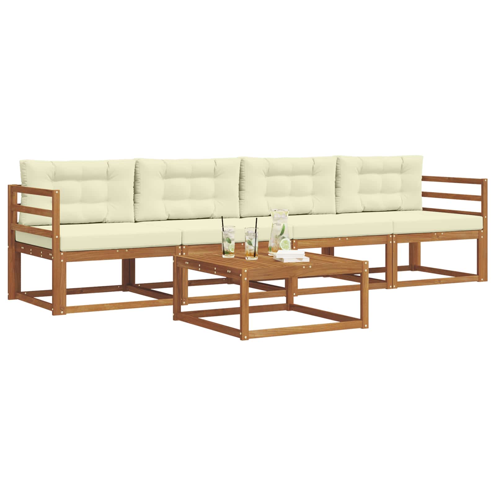 Set vanjskih sofa s jastukom 5 pcs Prirodna i krem