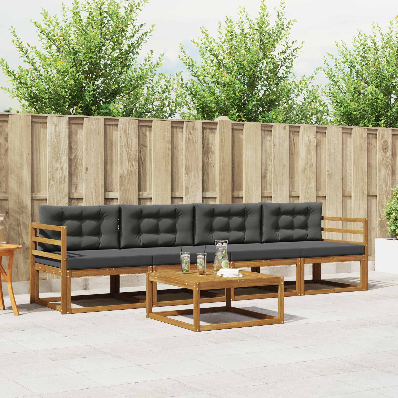 Set vanjskih sofa s jastukom 5 pcs Prirodna i antracit