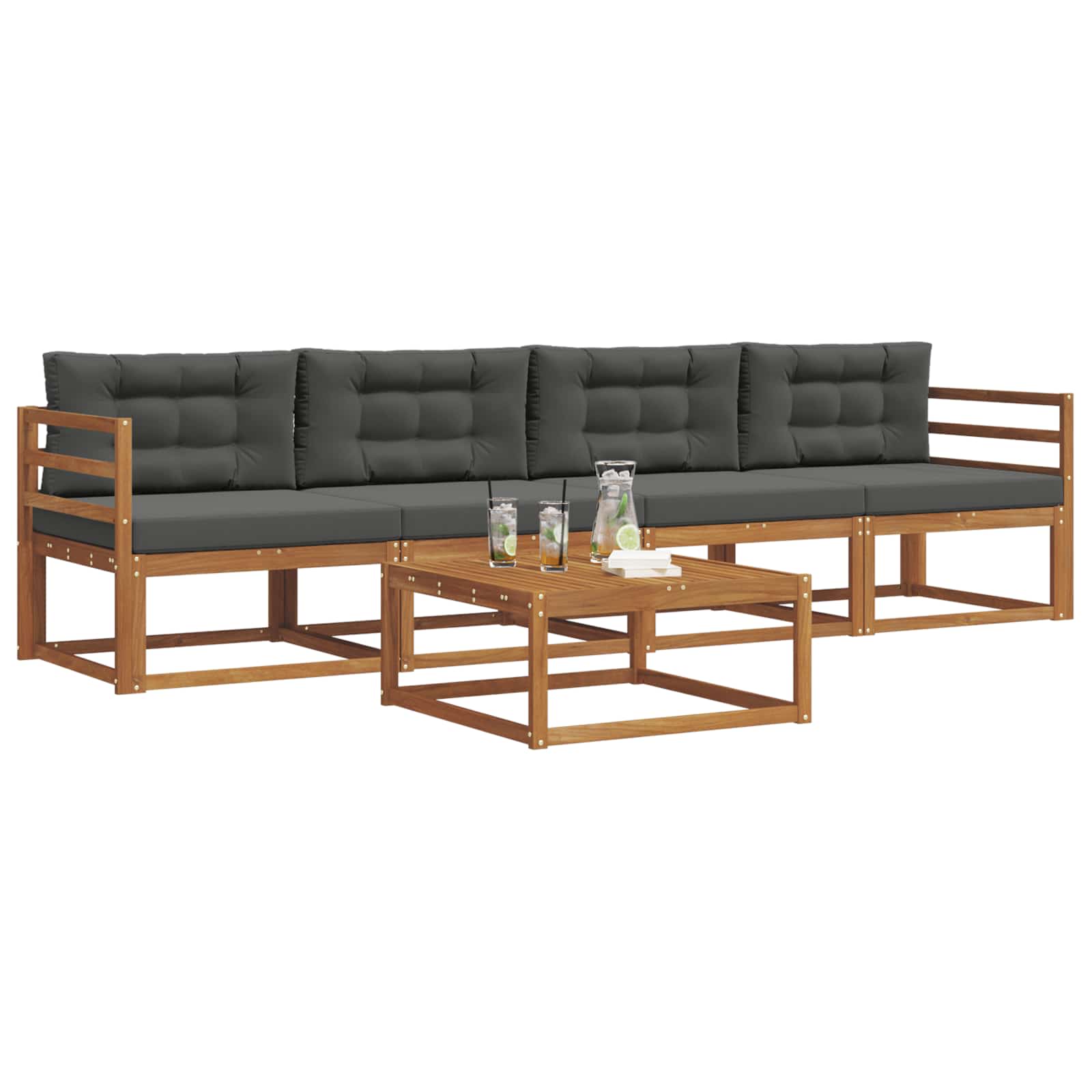 Set vanjskih sofa s jastukom 5 pcs Prirodna i antracit