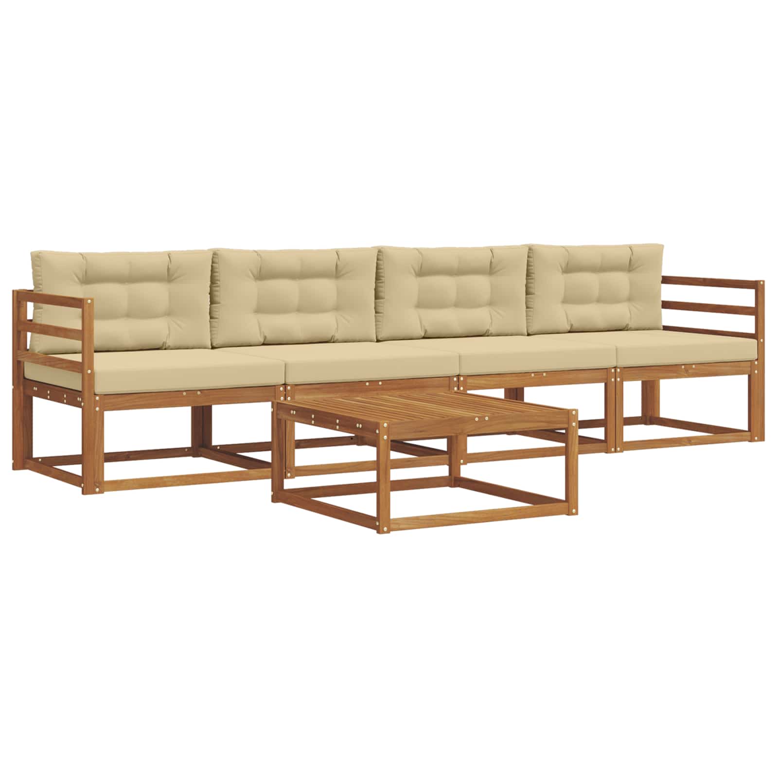 Set vanjskih sofa s jastukom 5 pcs Prirodna i bež