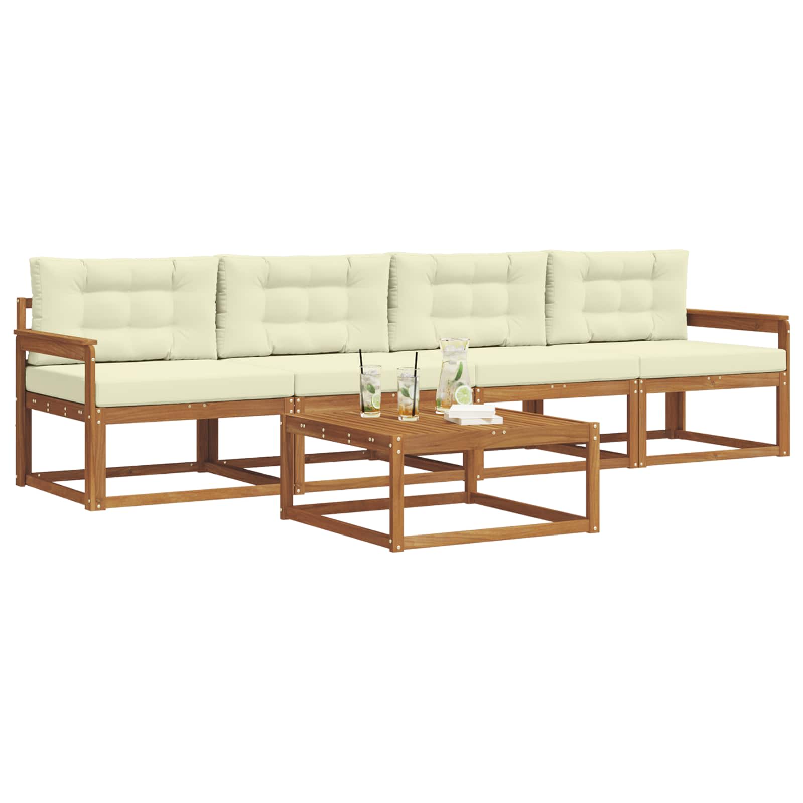Set vanjskih sofa s jastukom 5 pcs Prirodna i krem