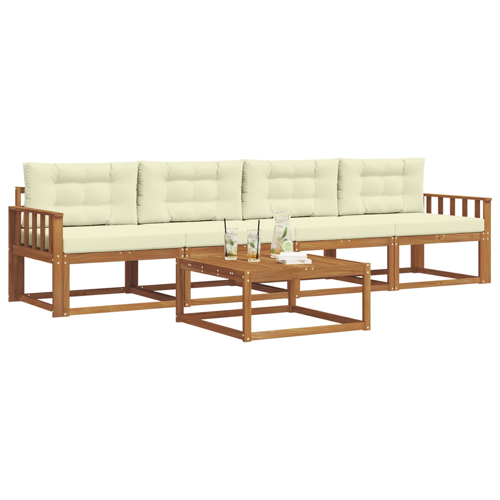 Set vanjskih sofa s jastukom 5 pcs Prirodna i krem