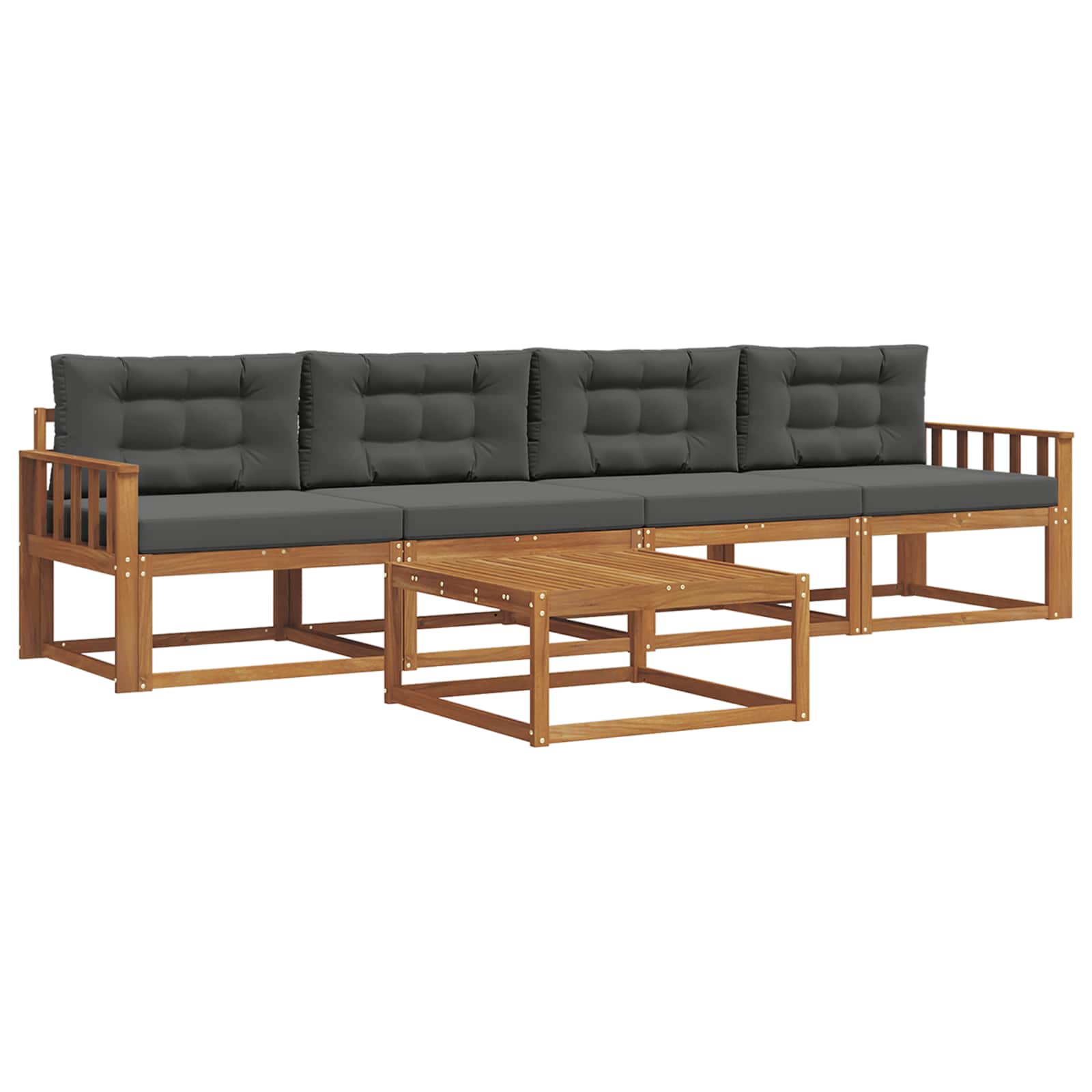 Set vanjskih sofa s jastukom 5 pcs Prirodna i antracit