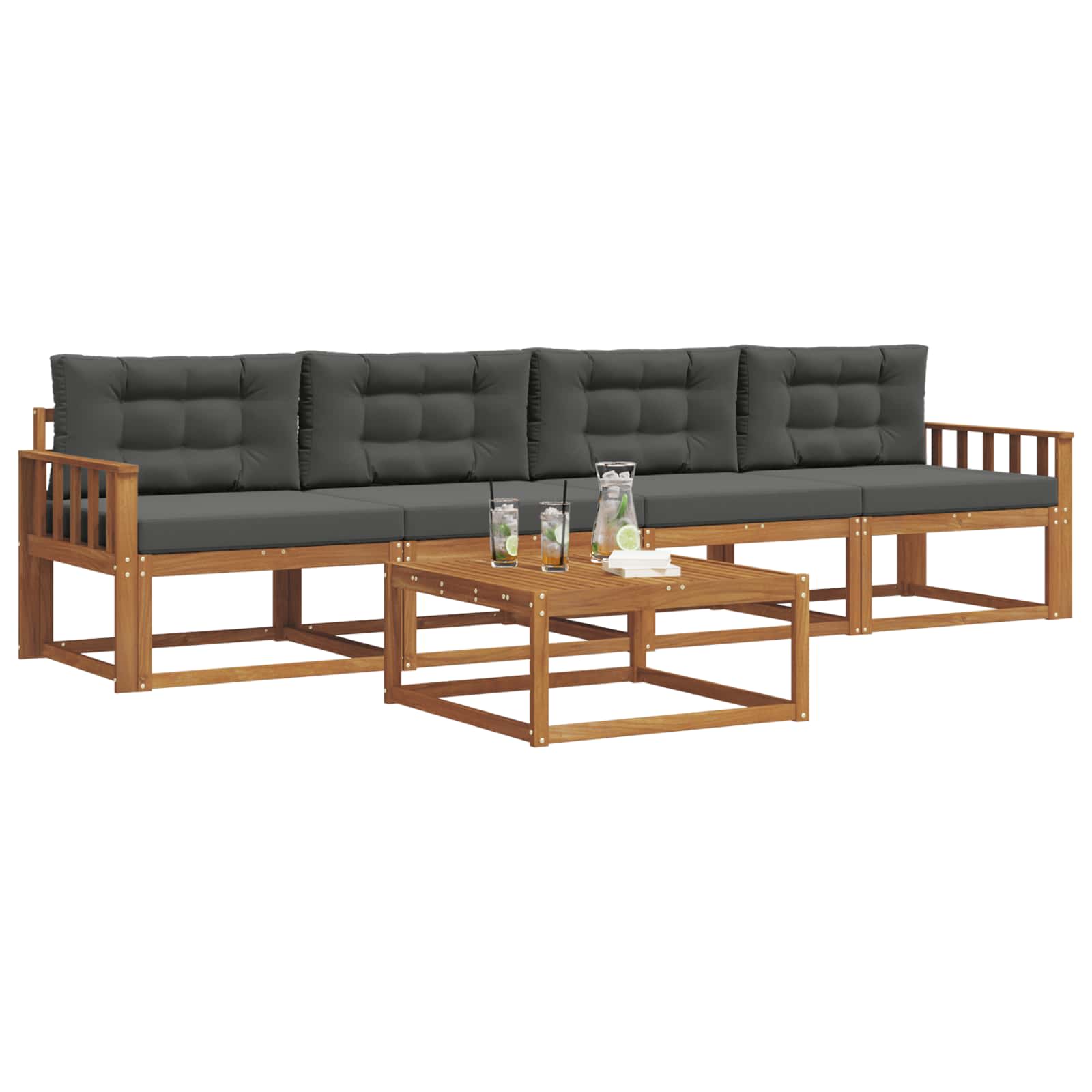 Set vanjskih sofa s jastukom 5 pcs Prirodna i antracit