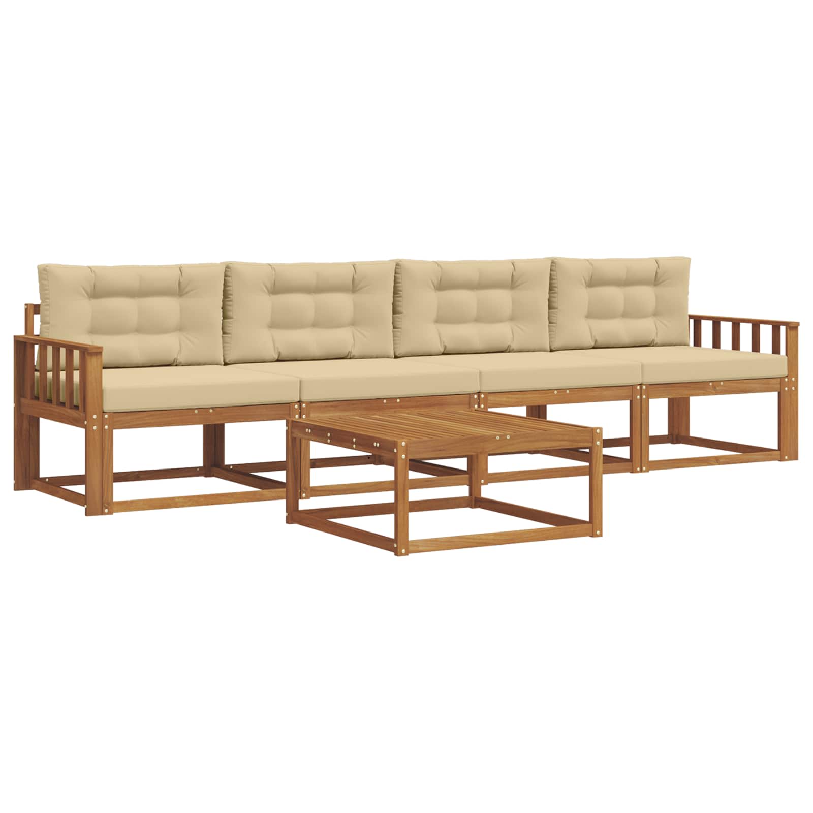 Set vanjskih sofa s jastukom 5 pcs Prirodna i bež