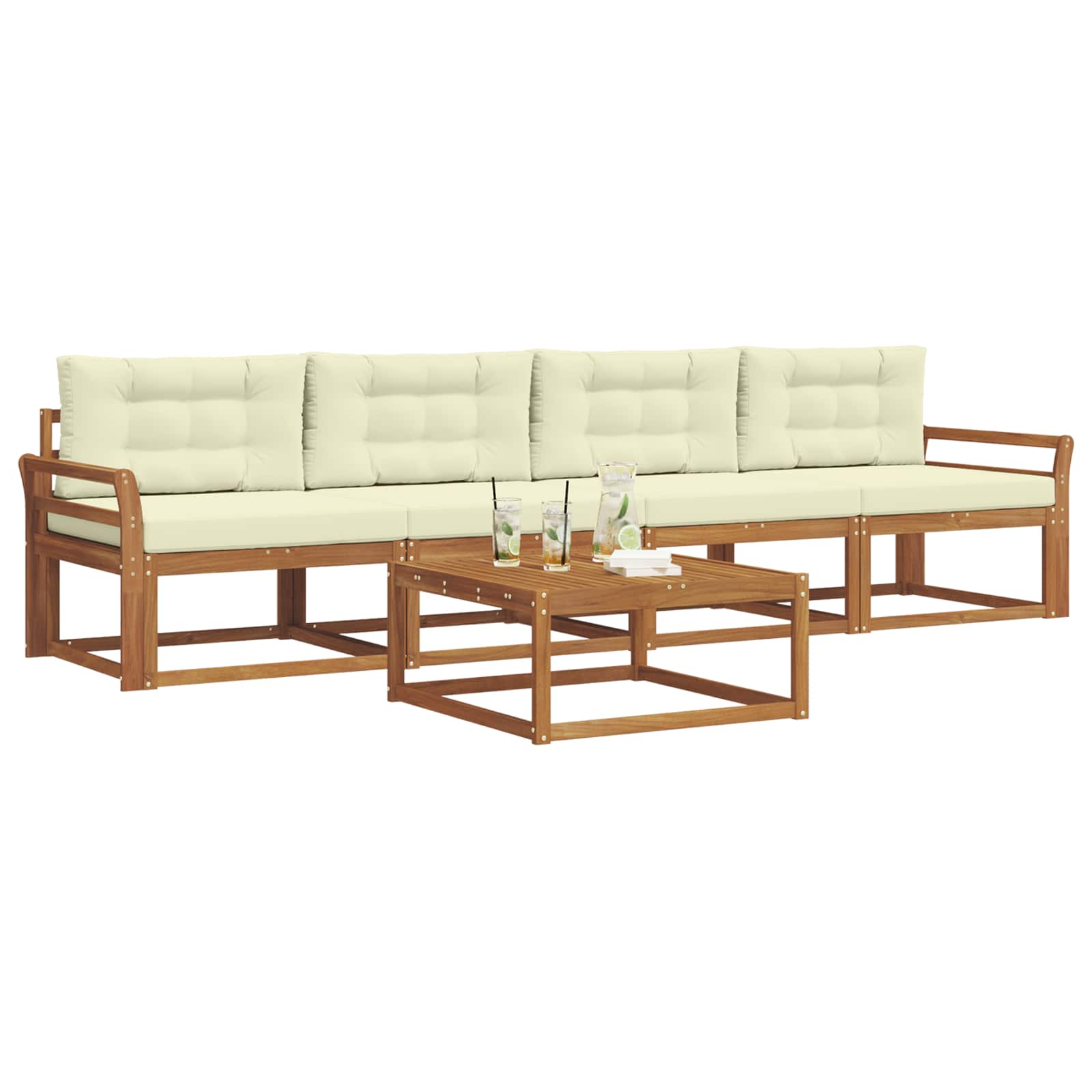 Set vanjskih sofa s jastukom 5 pcs Prirodna i krem