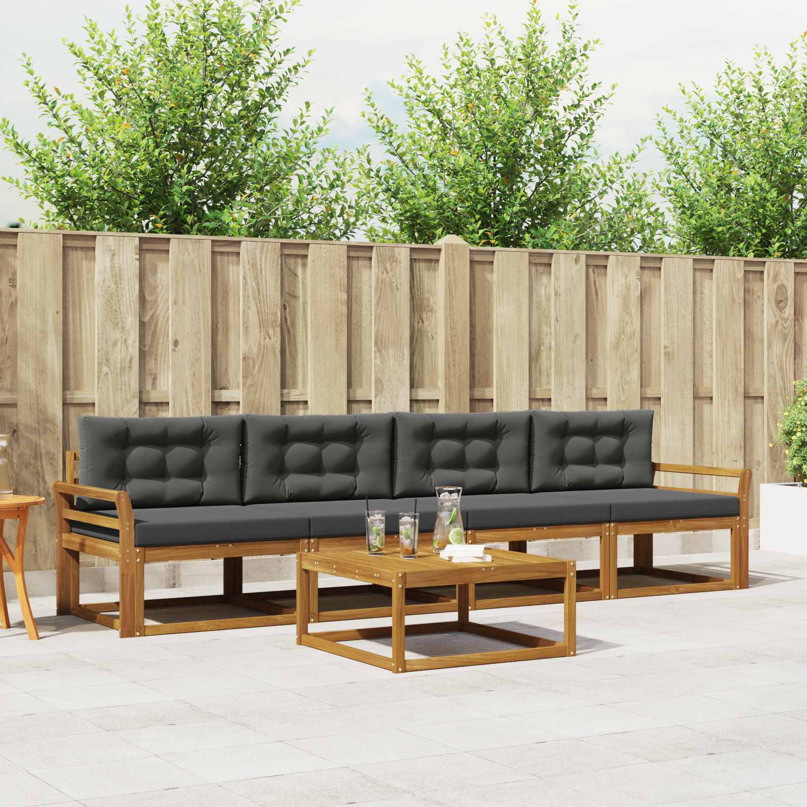 Set vanjskih sofa s jastukom 5 pcs Prirodna i antracit