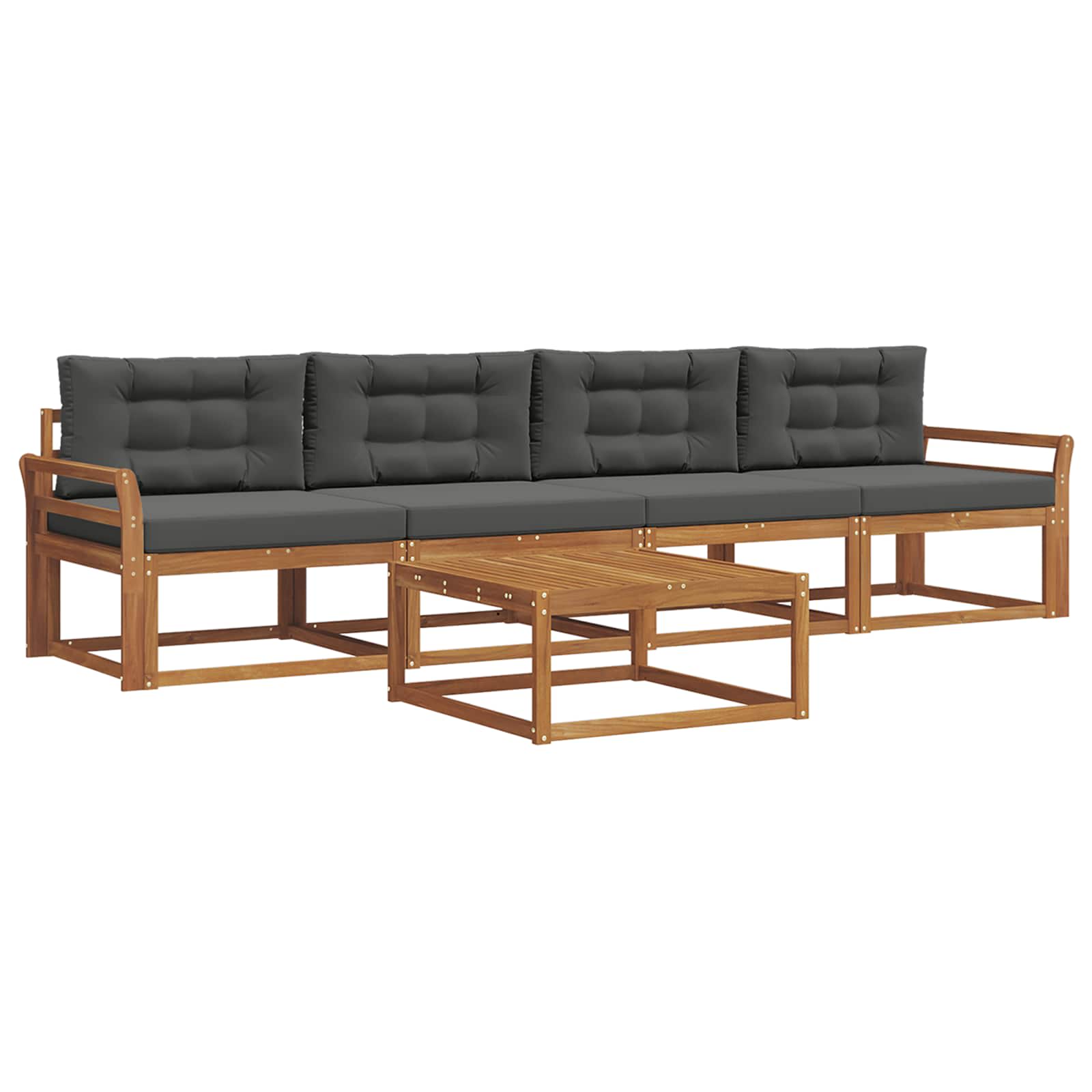 Set vanjskih sofa s jastukom 5 pcs Prirodna i antracit