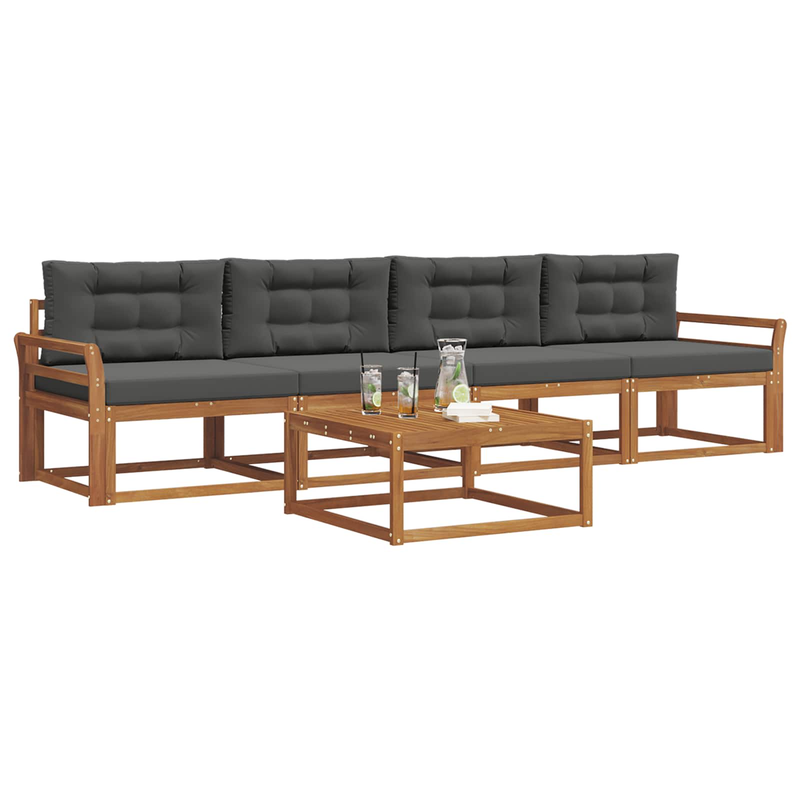 Set vanjskih sofa s jastukom 5 pcs Prirodna i antracit
