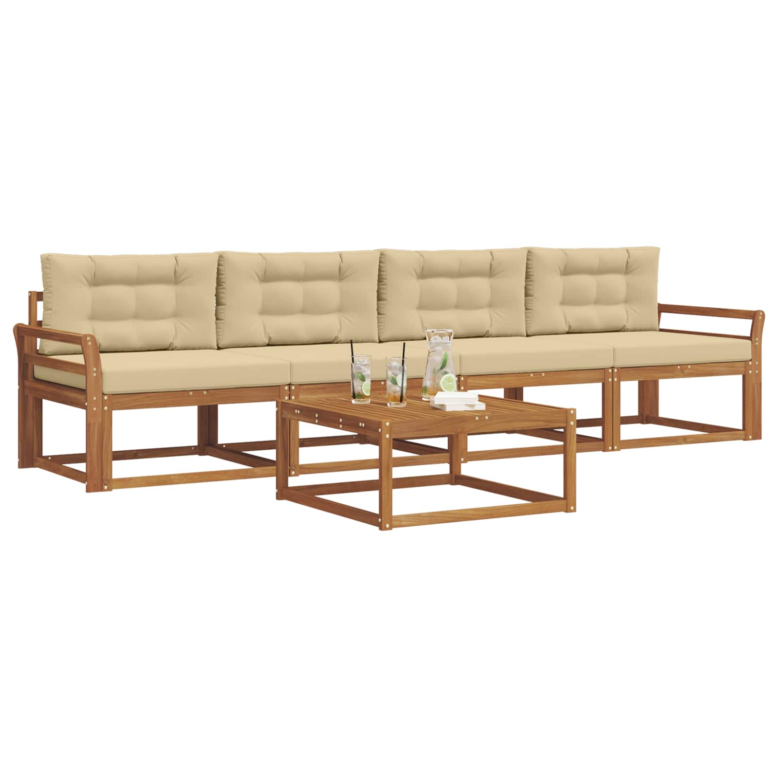 Set vanjskih sofa s jastukom 5 pcs Prirodna i bež