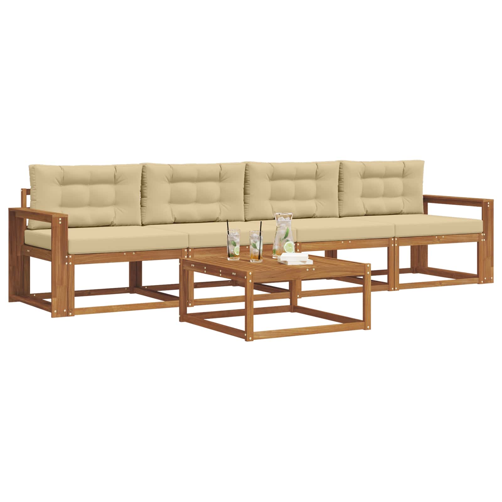 Set vanjskih sofa s jastukom 5 pcs Prirodna i bež