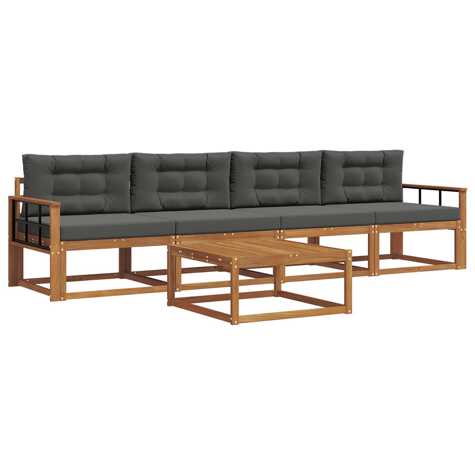 Set vanjskih sofa s jastukom 5 pcs Prirodna i antracit