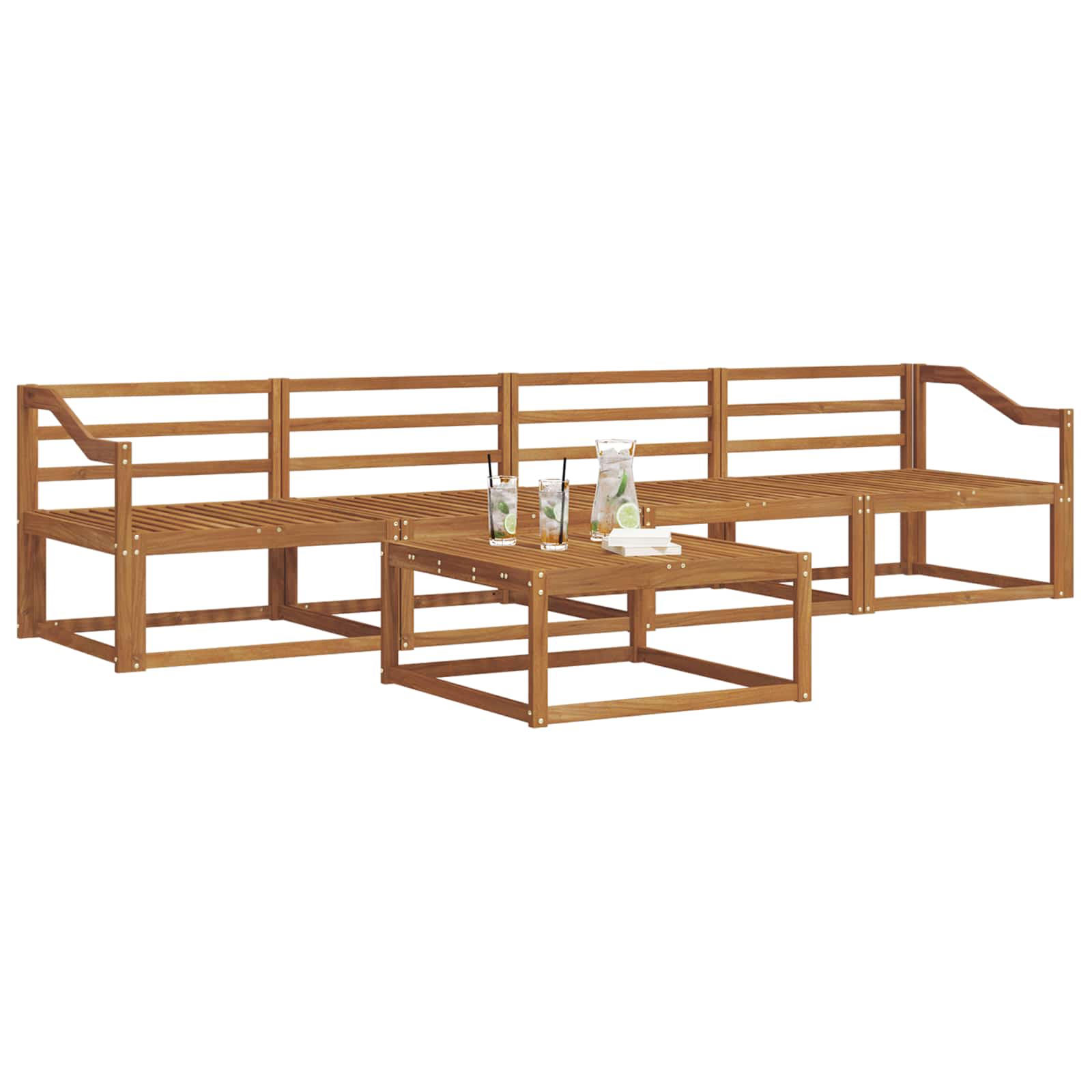 Set vanjskih sofa 5 pcs Prirodna Čvrsto drvo akacije