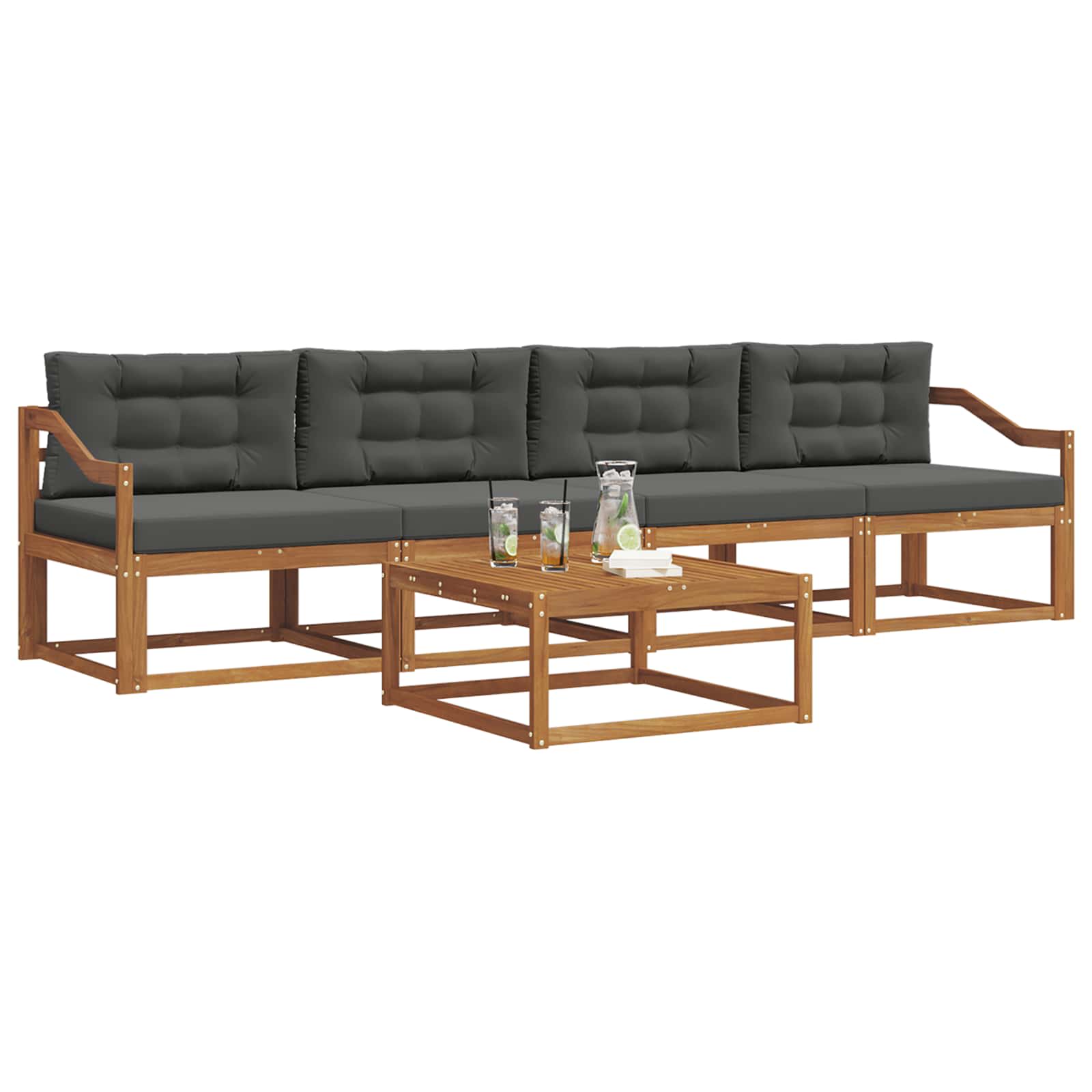 Set vanjskih sofa s jastukom 5 pcs Prirodna i antracit