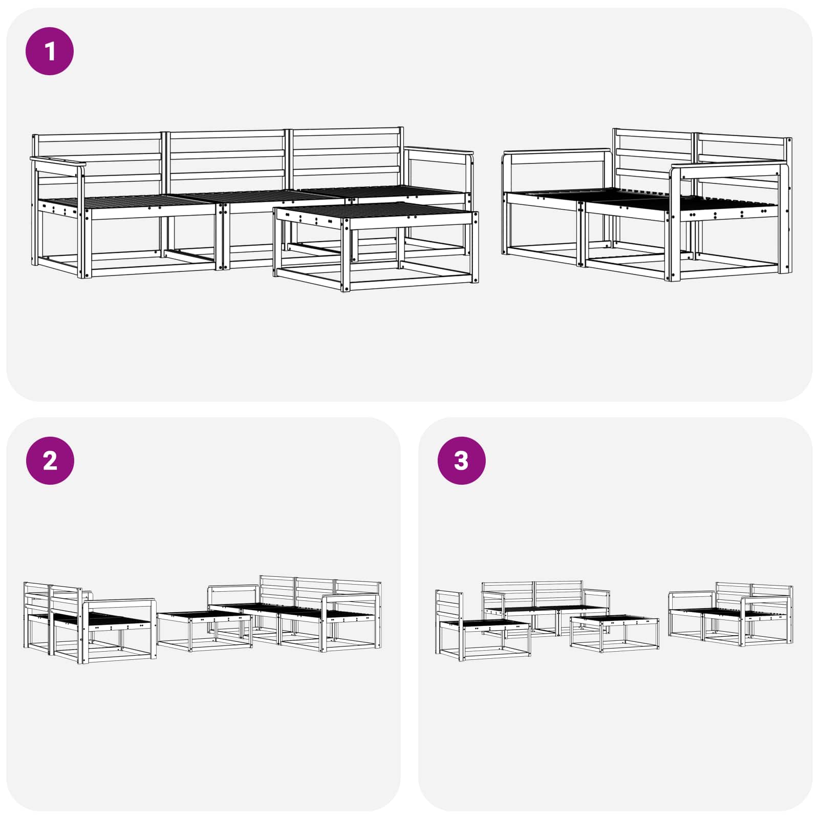 Set vanjskih sofa 6 pcs Prirodna Čvrsto drvo akacije